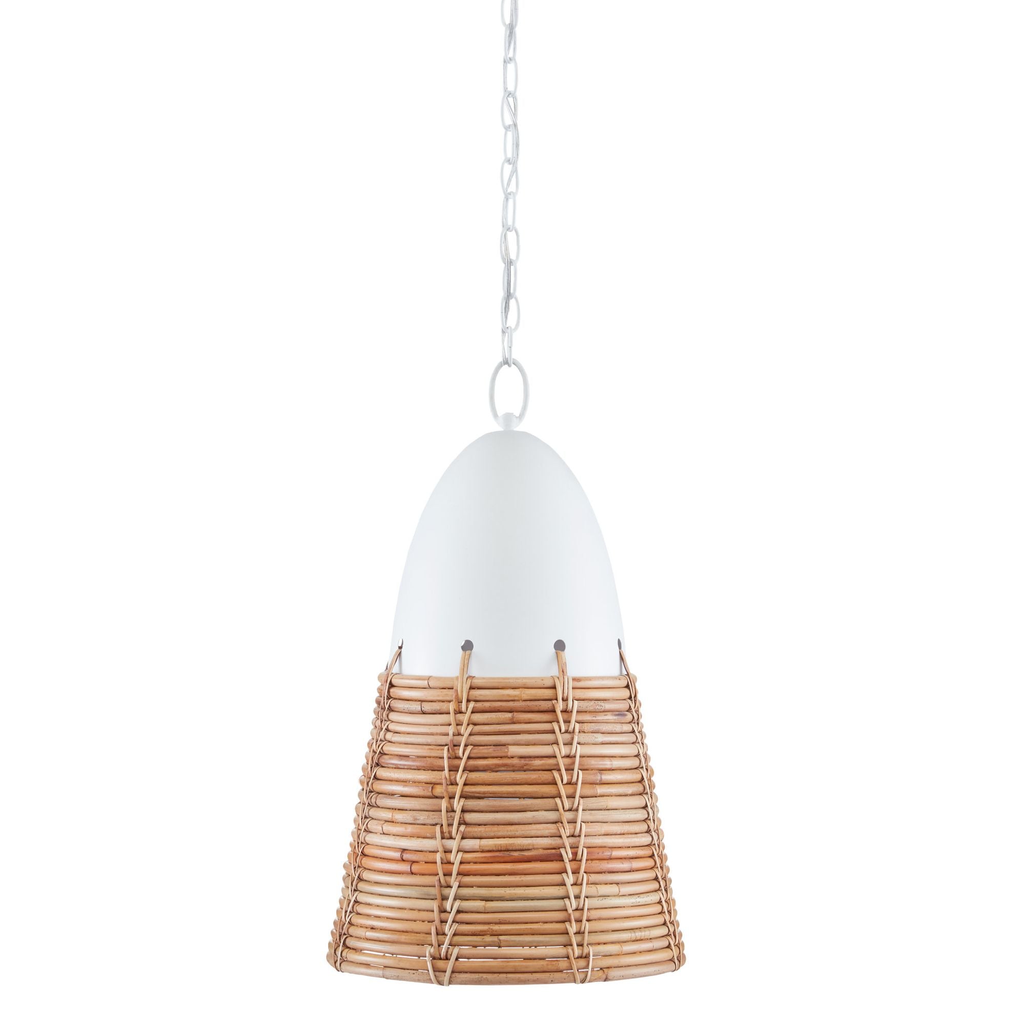 Arundo Pendant - Gesso White/Natural Rattan