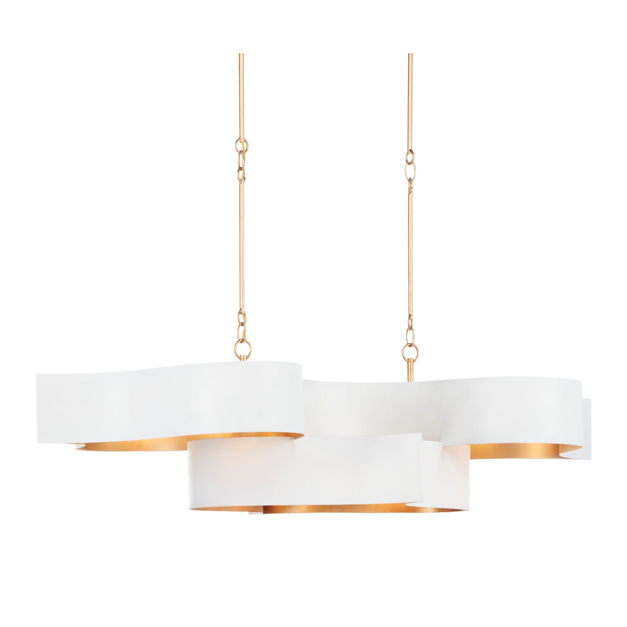 Grand Lotus White Oval Chandelier - Sugar White/Contemporary Gold Leaf