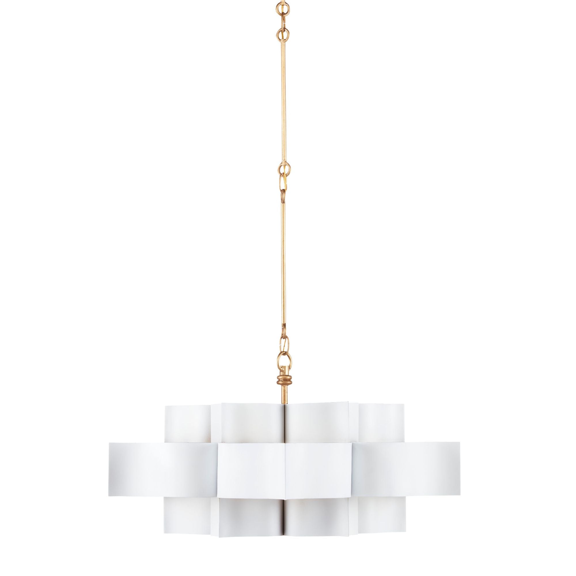 Grand Lotus Large White Chandelier - Sugar White/Contemporary Gold Leaf