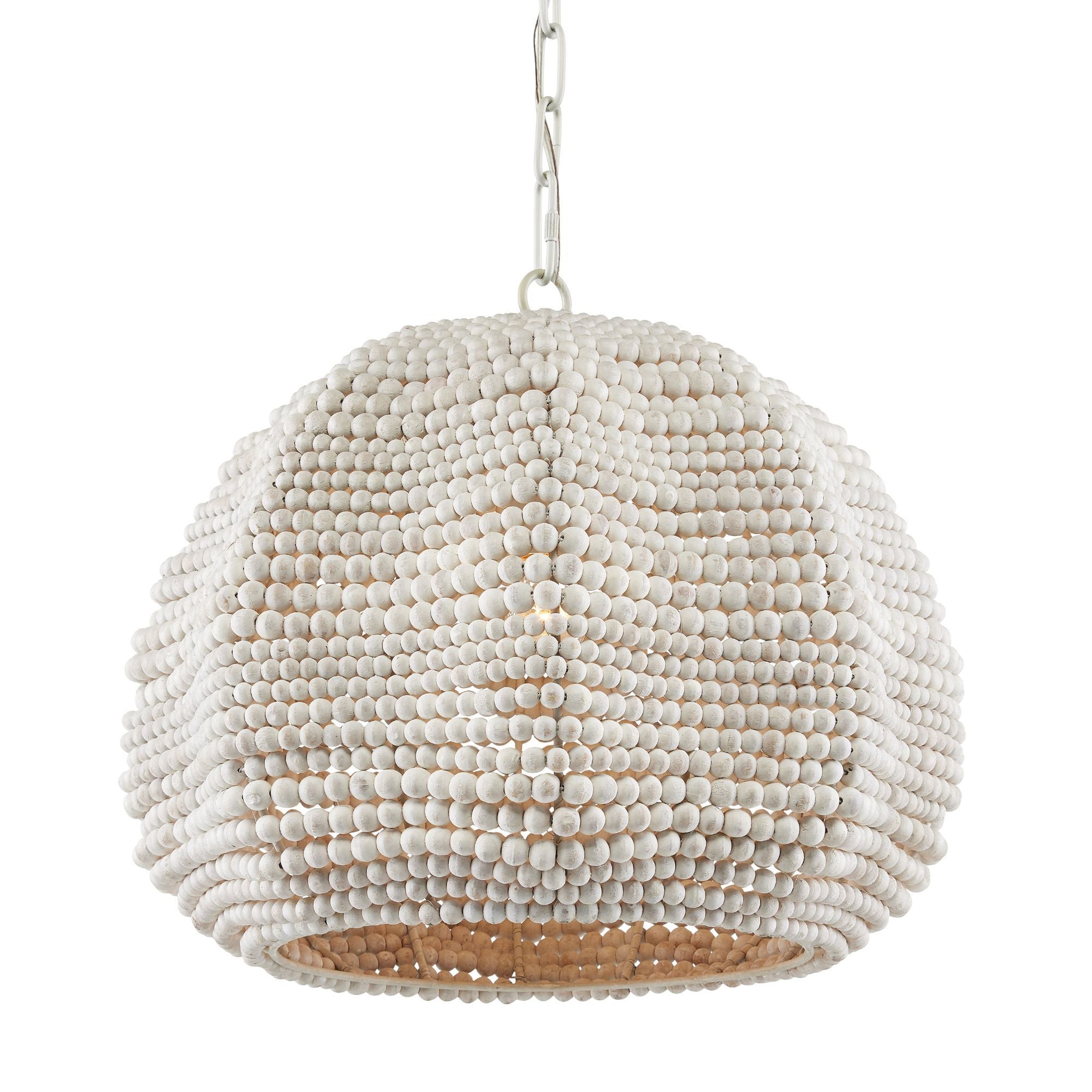 Octavia White Beaded Pendant - White/Whitewash