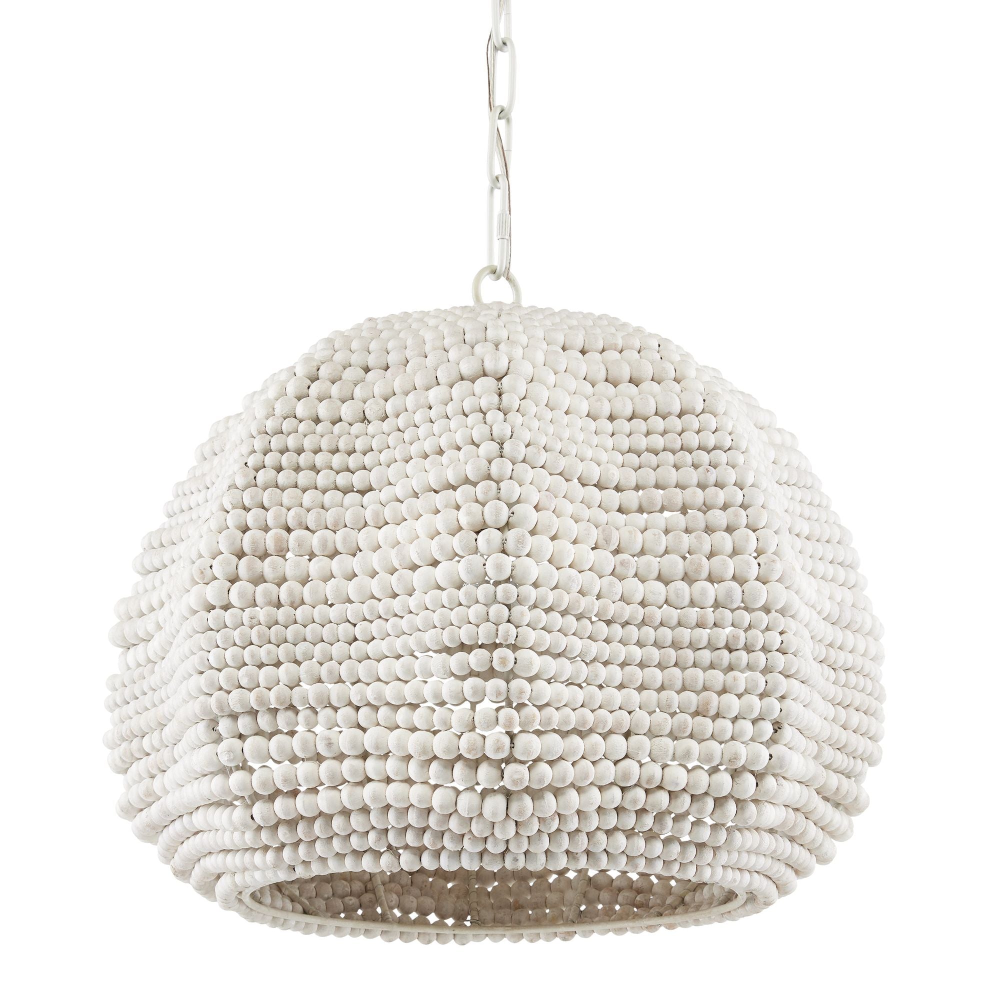 Octavia White Beaded Pendant - White/Whitewash