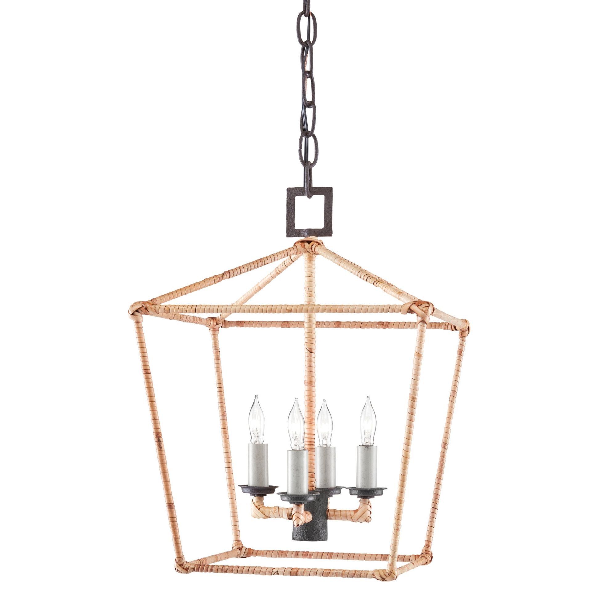Denison Small Rattan Lantern - Mole Black/Natural Rattan