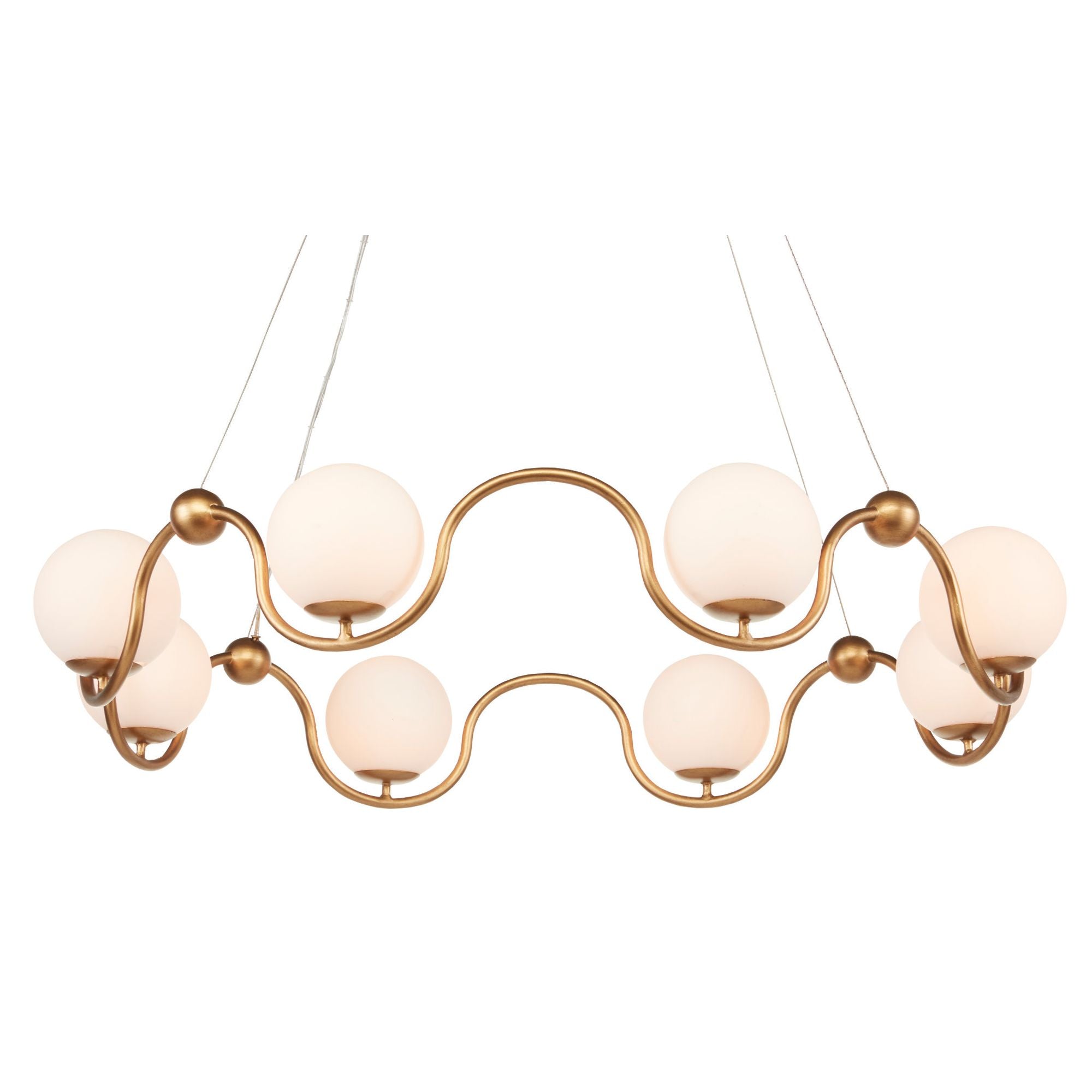 Equilibrium Brass Chandelier - Antique Brass/White