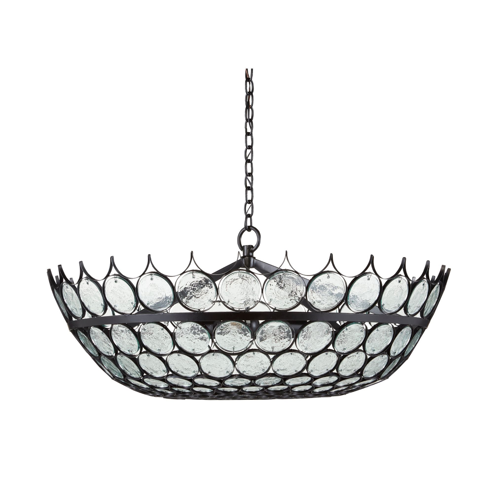 Augustus Medium Recycled Glass Chandelier - Bronze
