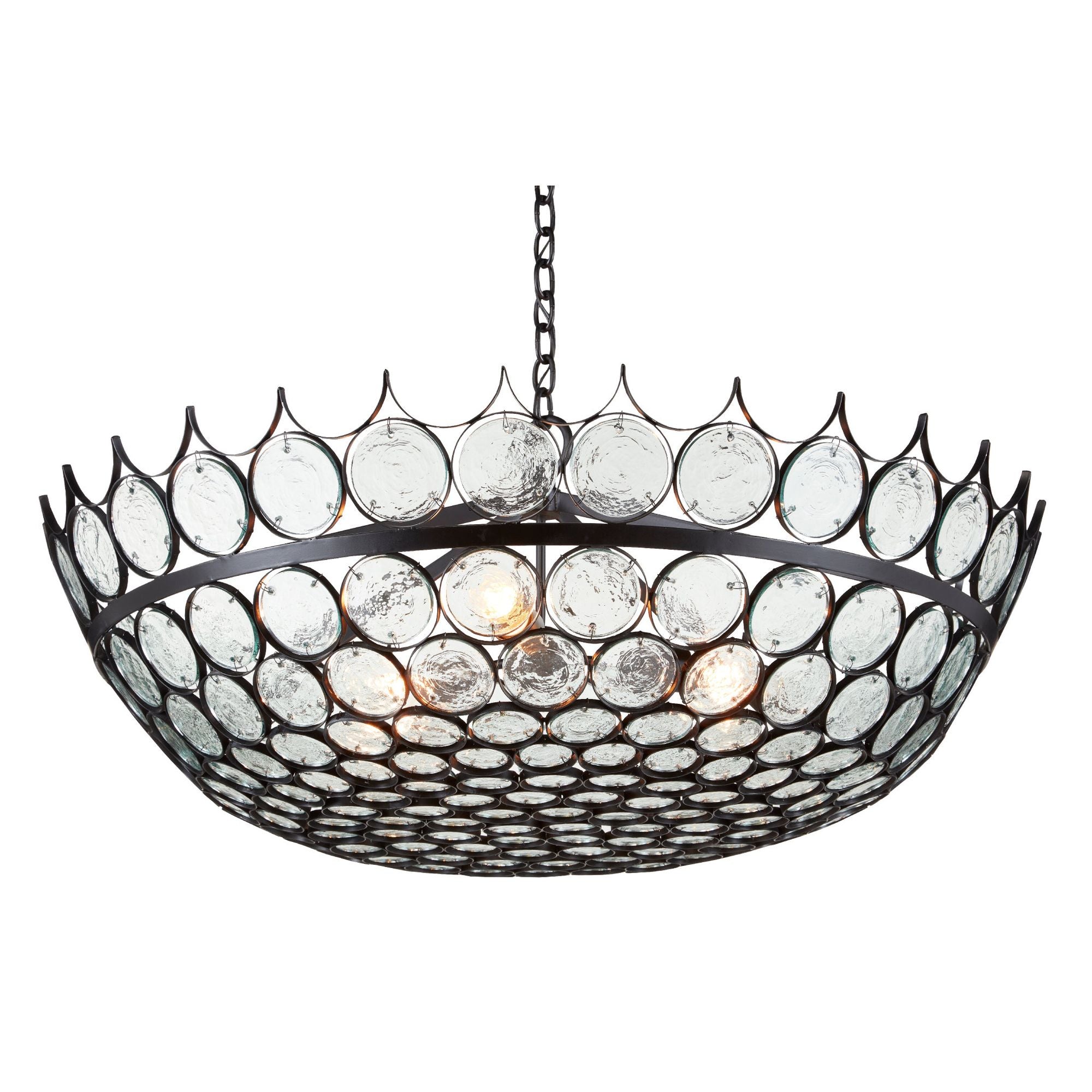 Augustus Medium Recycled Glass Chandelier - Bronze