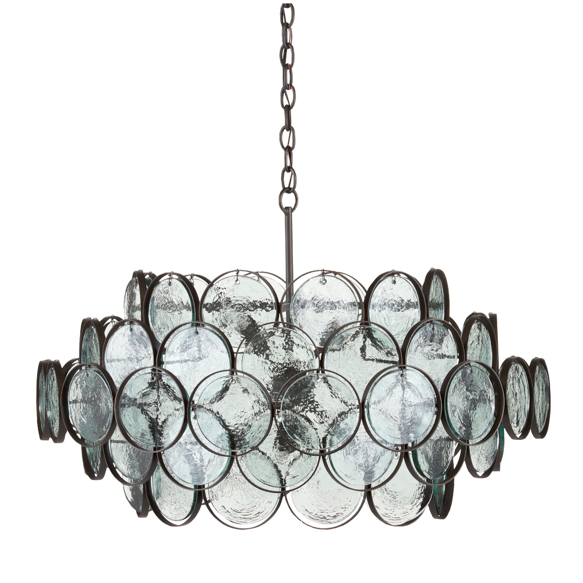 Galahad Small Recycled Glass Chandelier - Bronze
