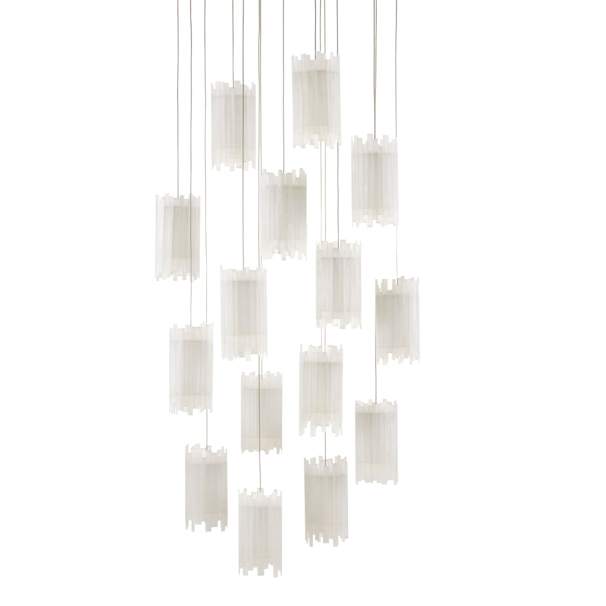 Escenia 15-Light Round Multi-Drop Pendant - Natural/Painted Silver