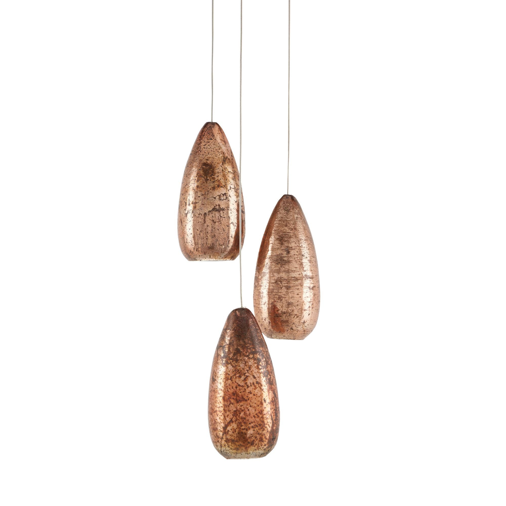 Rame 3-Light Round Multi-Drop Pendant - Copper/Silver/Painted Silver