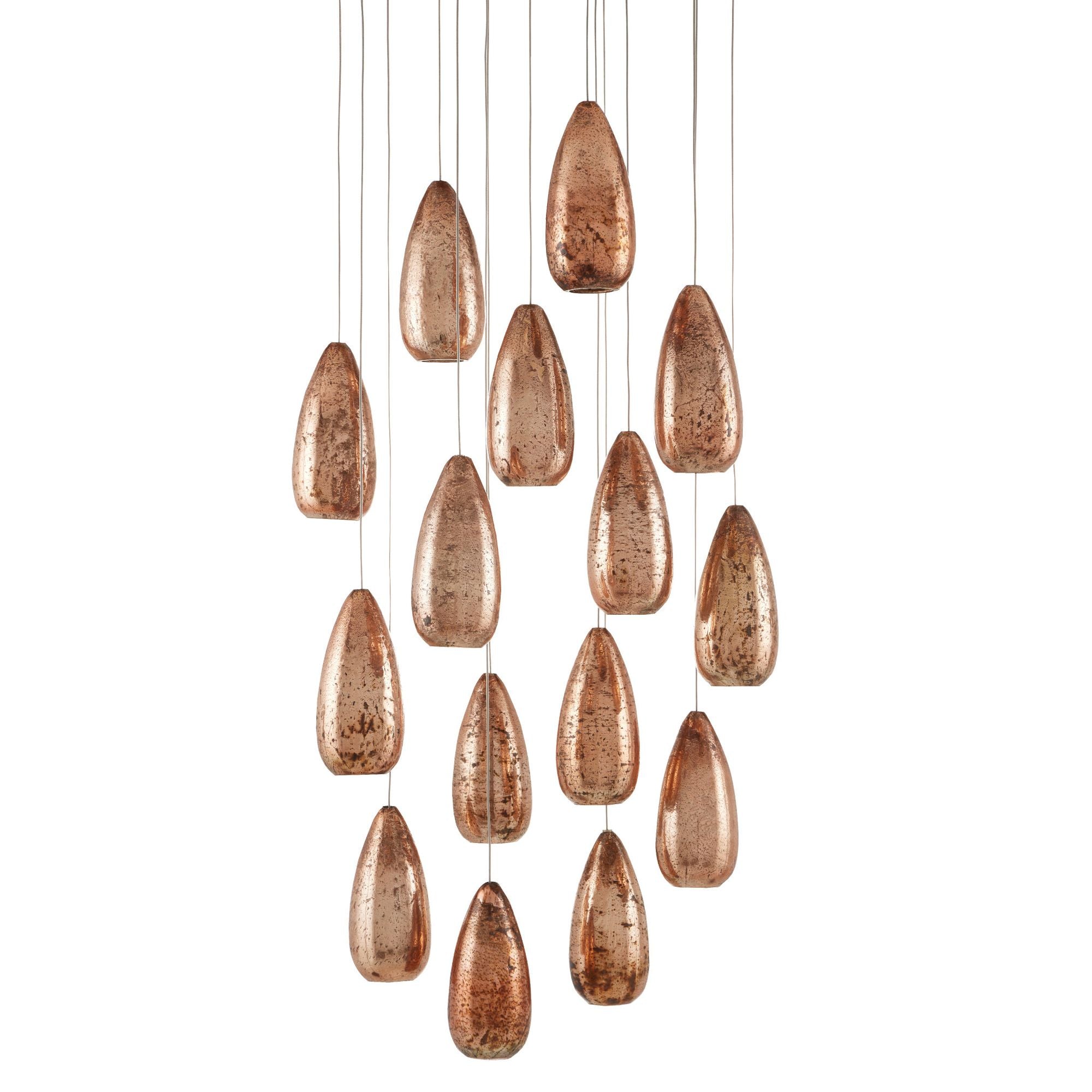 Rame 15-Light Round Multi-Drop Pendant - Copper/Silver/Painted Silver