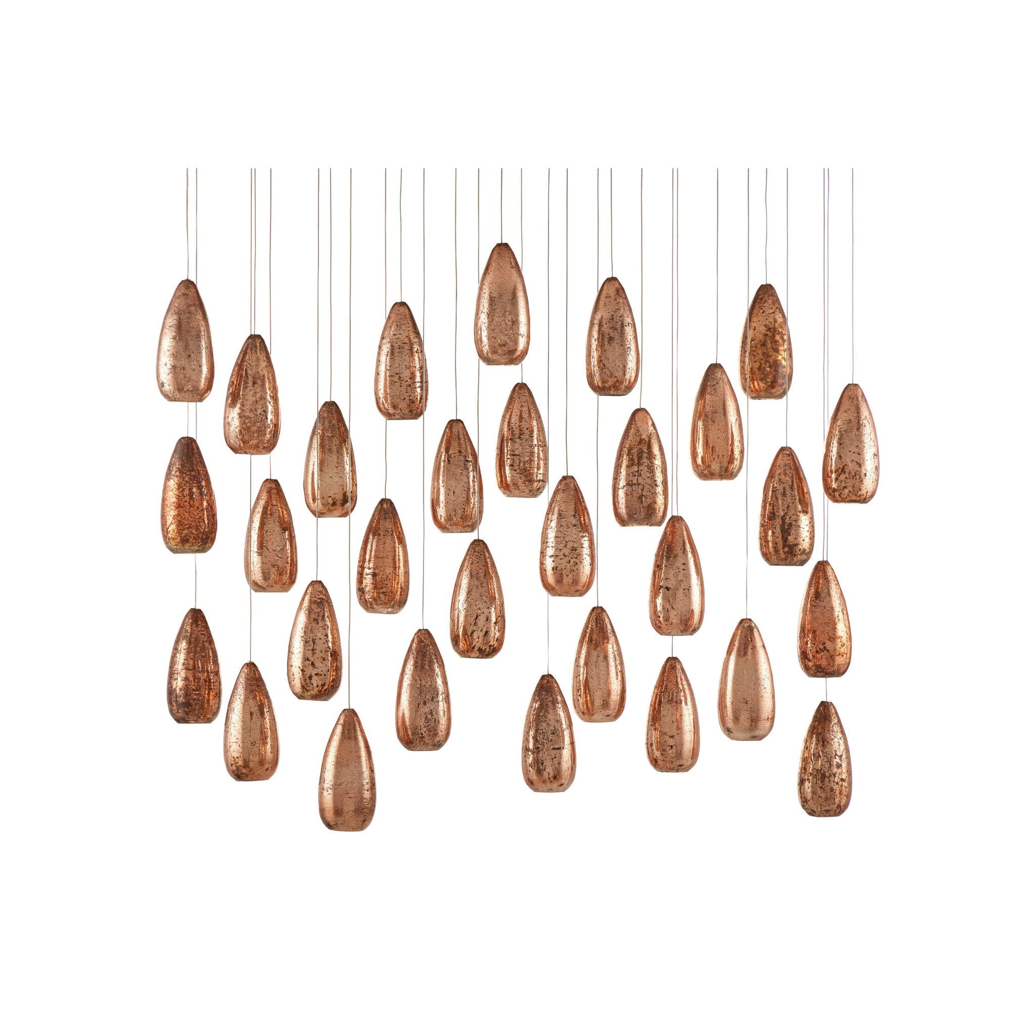 Rame 30-Light Rectangular Multi-Drop Pendant - Copper/Silver/Painted Silver