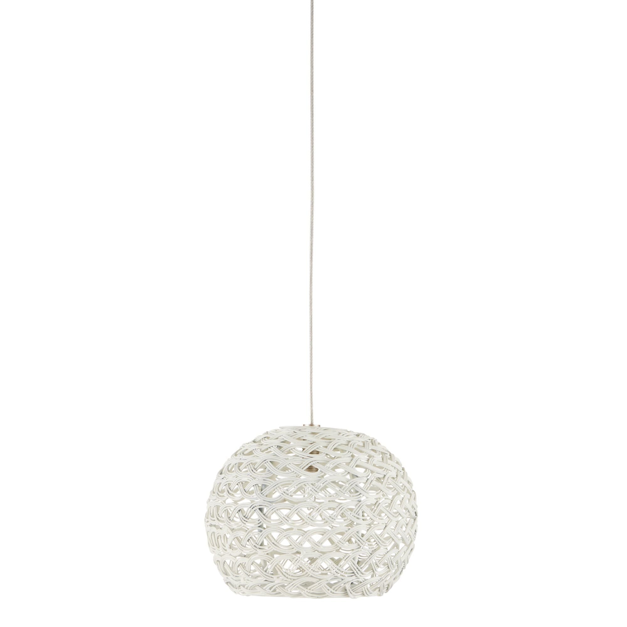 Piero White 1-Light Round Multi-Drop Pendant - White/Painted Silver