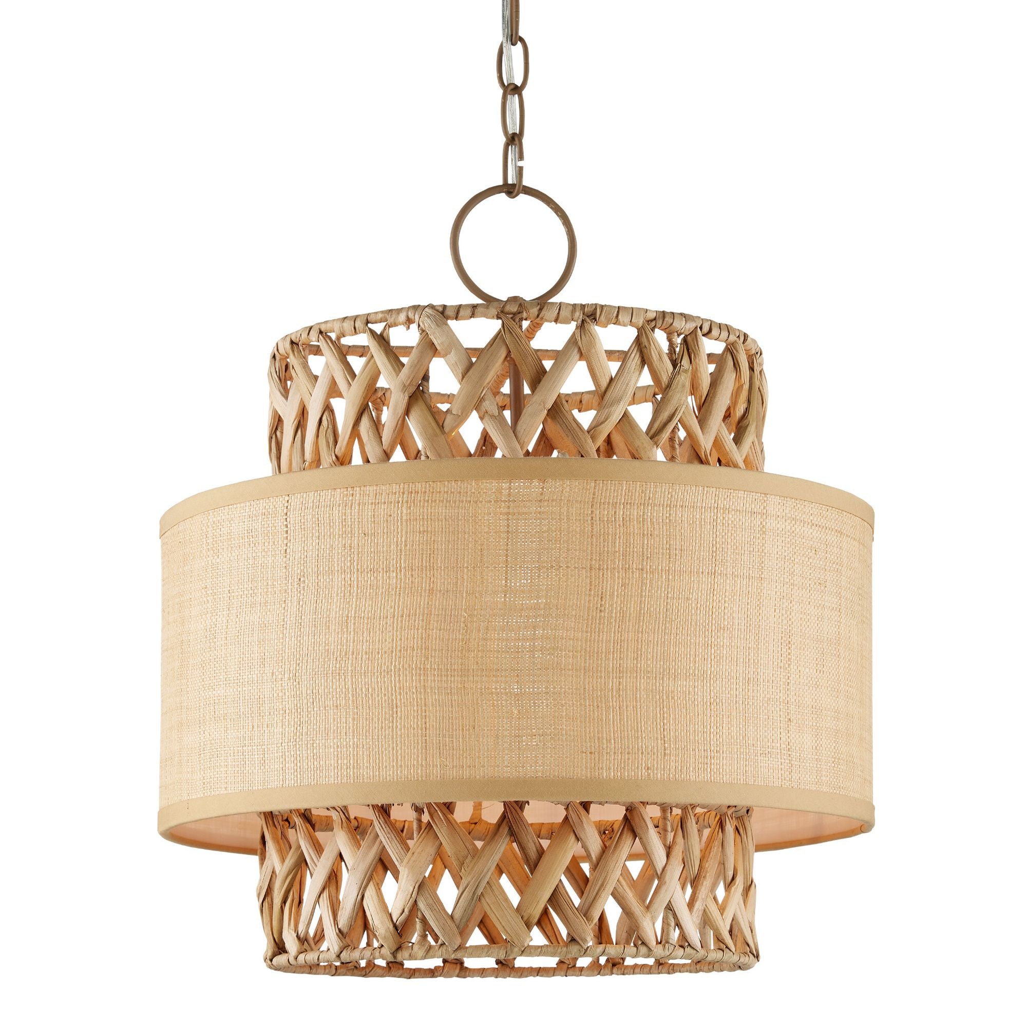 Isola Grasscloth Pendant - Khaki/Natural