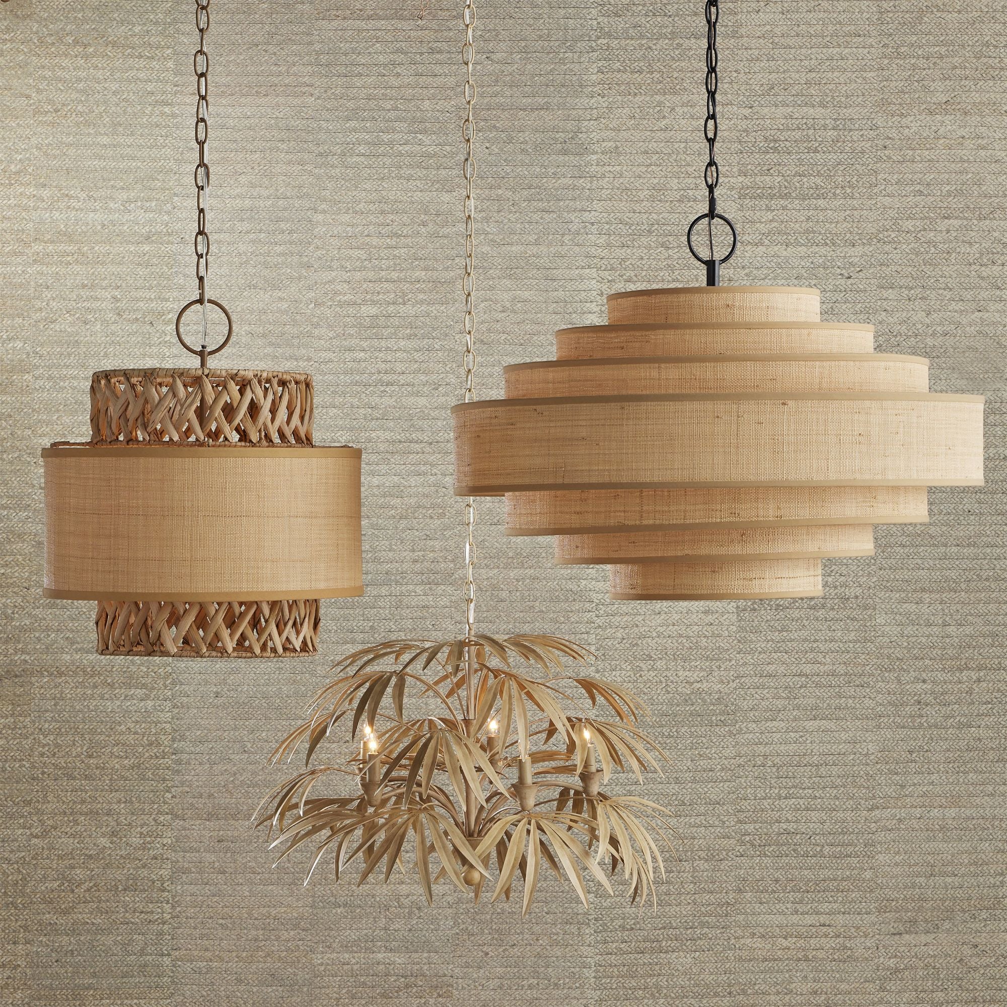 Isola Grasscloth Pendant - Khaki/Natural