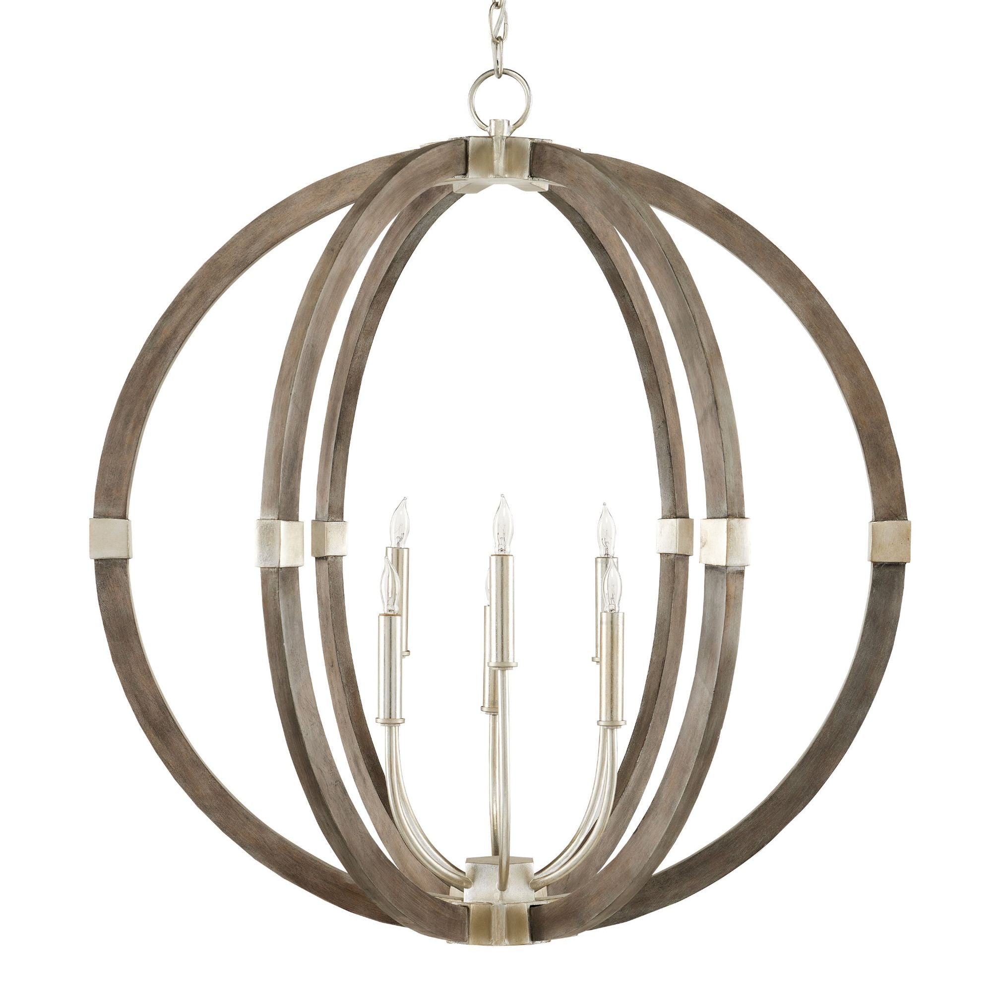 Bastian Gray Orb Lantern - Contemporary Silver Leaf/Chateau Gray