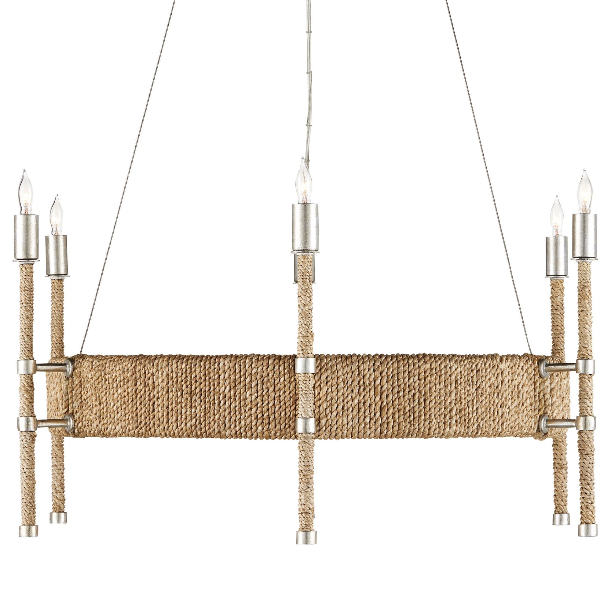 Monzie Rope Chandelier - Contemporary Silver Leaf/Natural