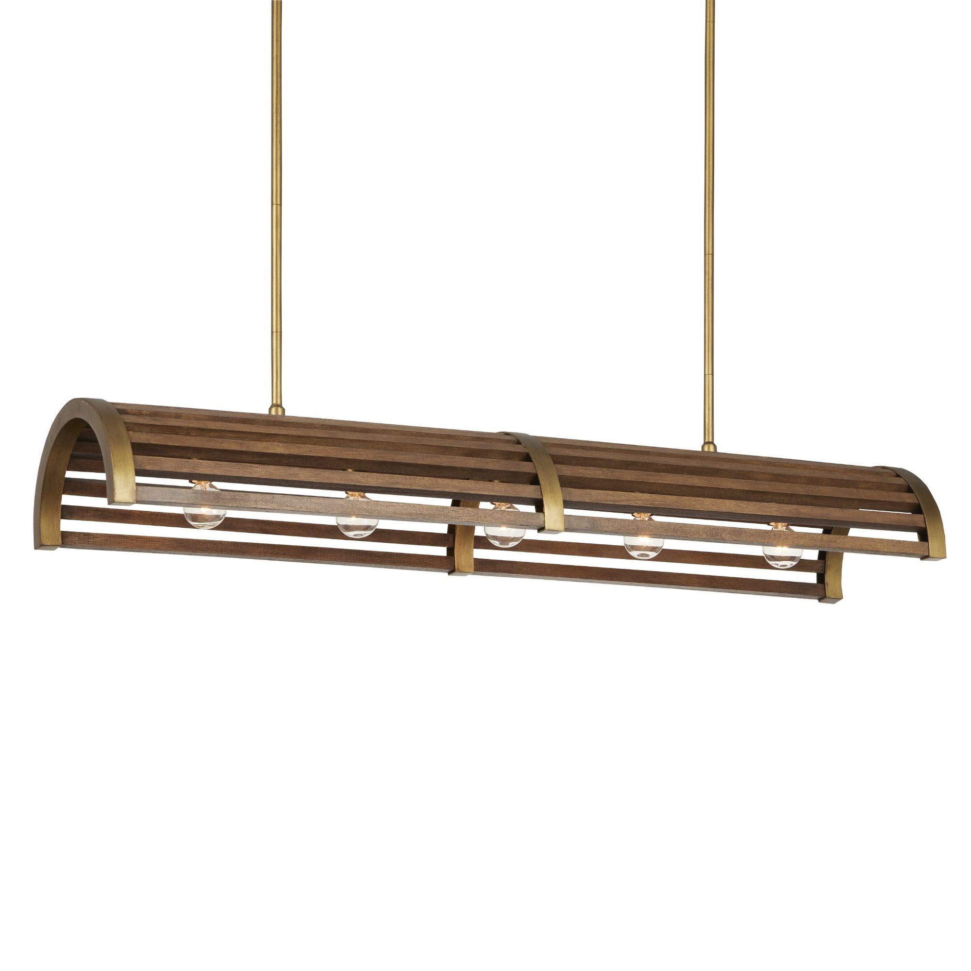 Woodbine Chestnut Rectangular Chandelier - Chestnut/Brass