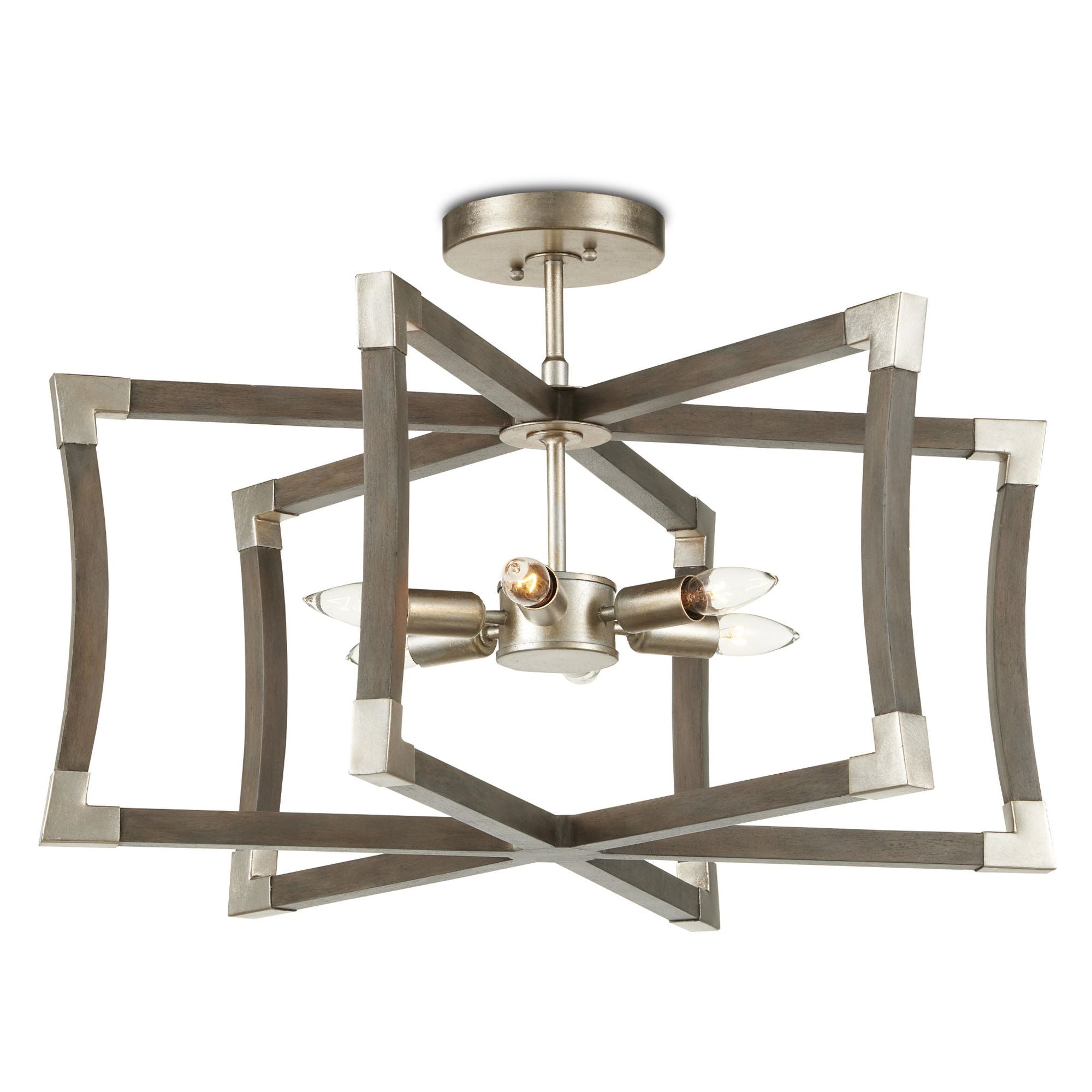 Bastian Small Gray Semi-Flush Mount - Chateau Gray/Contemporary Silver Leaf