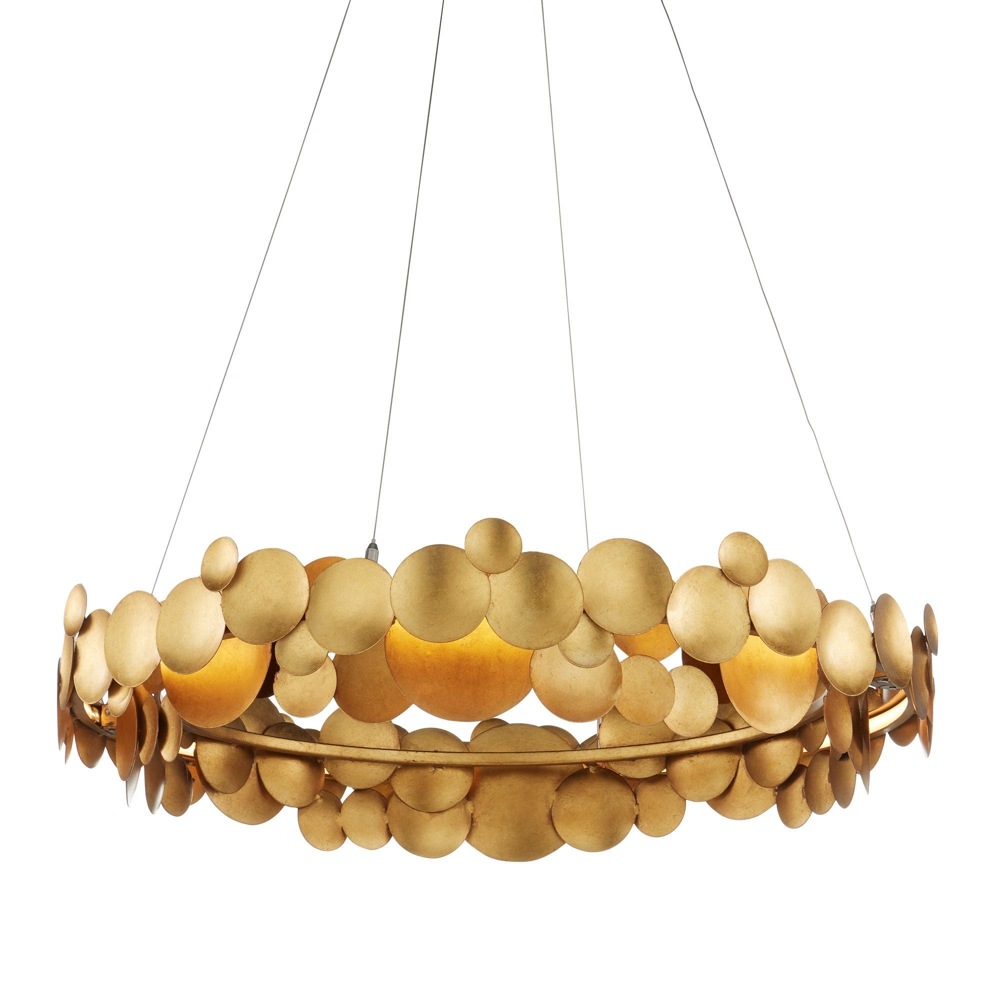 Lavengro Gold Chandelier - Contemporary Gold Leaf/White