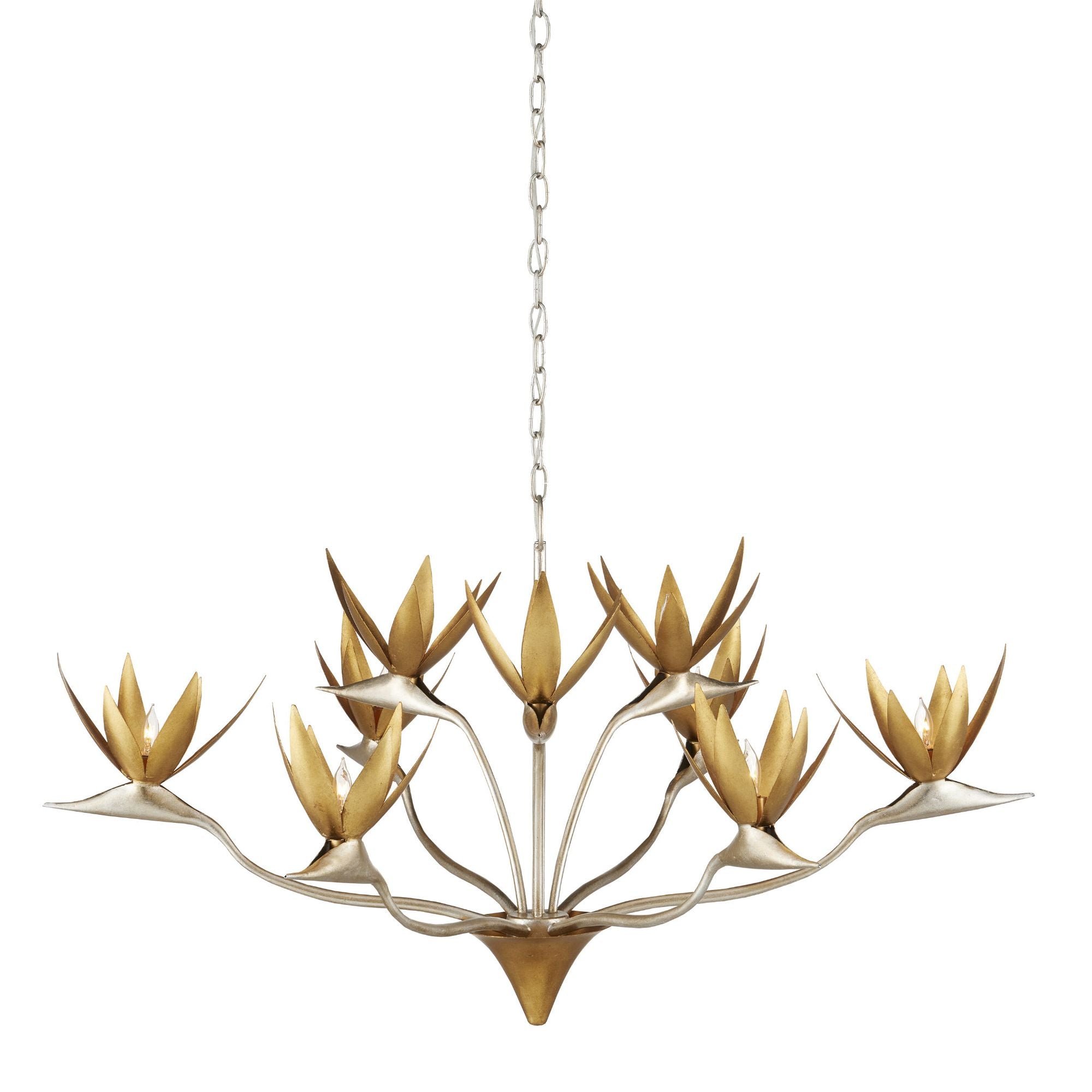 Paradiso Gold & Silver Chandelier - Contemporary Silver Leaf/Contemporary Gold Leaf/ Contemporary Gold