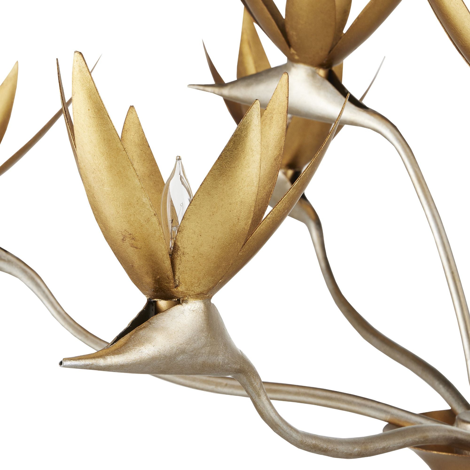 Paradiso Gold & Silver Chandelier - Contemporary Silver Leaf/Contemporary Gold Leaf/ Contemporary Gold