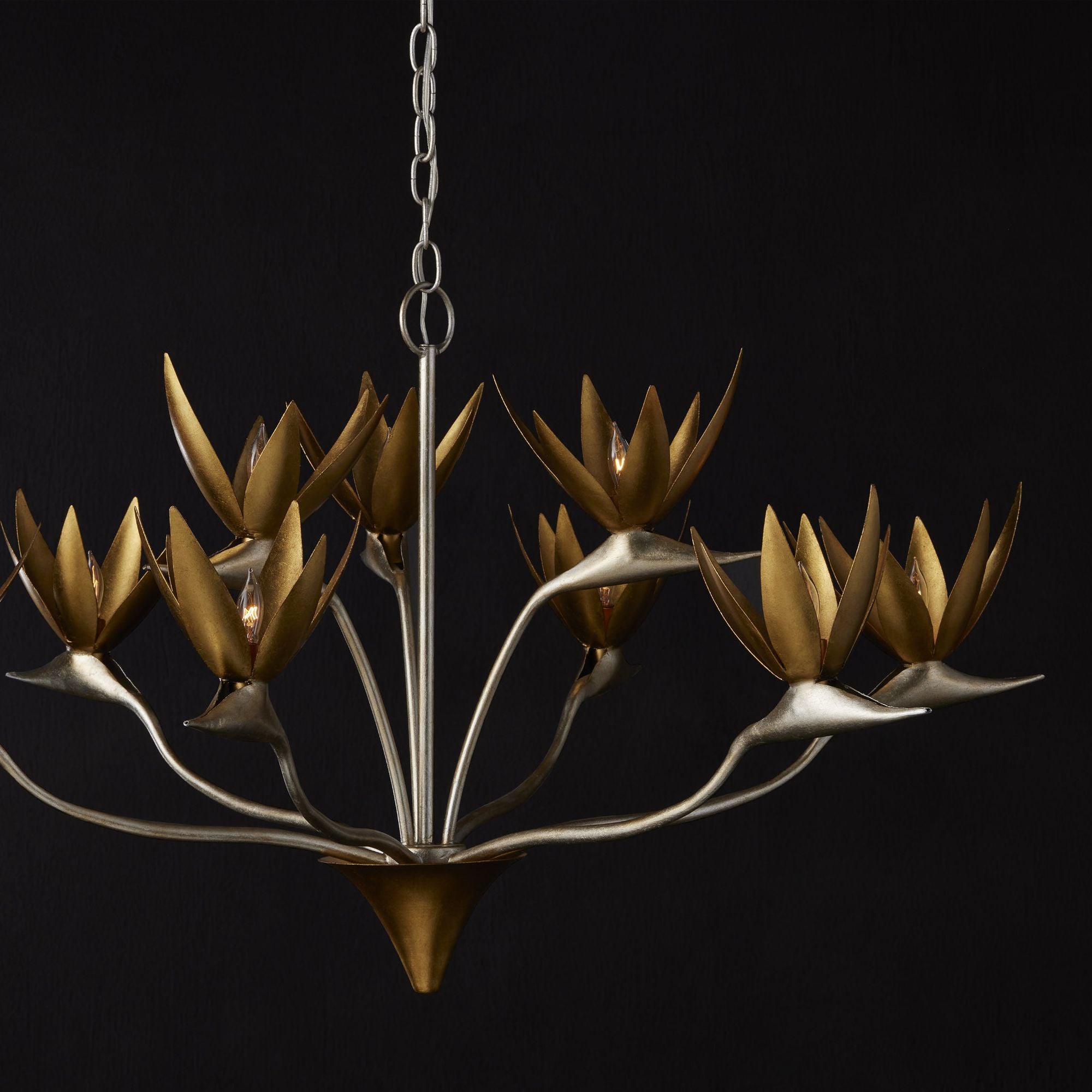 Paradiso Gold & Silver Chandelier - Contemporary Silver Leaf/Contemporary Gold Leaf/ Contemporary Gold