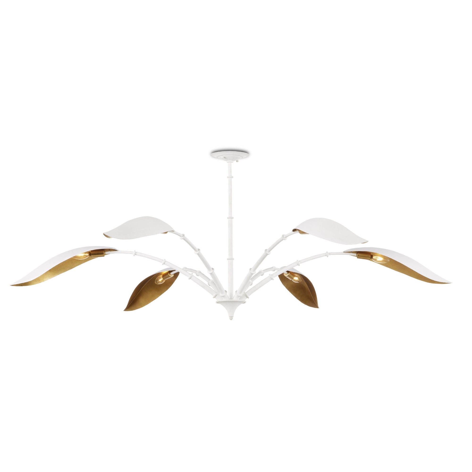 Yuriko White Chandelier - Gesso White/Contemporary Gold Leaf