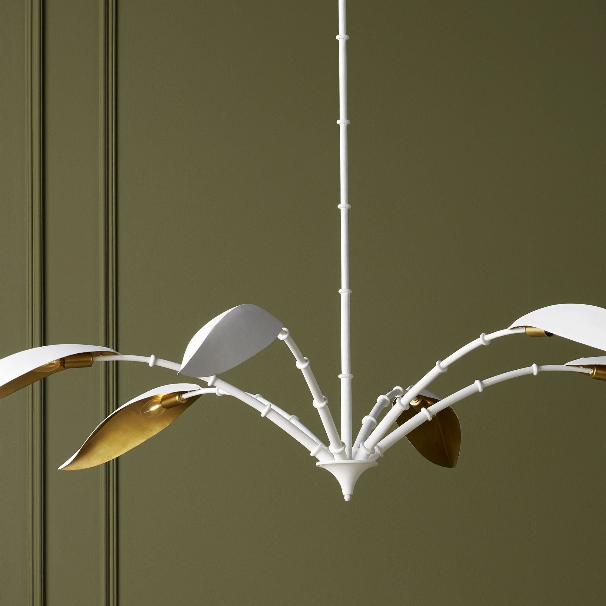 Yuriko White Chandelier - Gesso White/Contemporary Gold Leaf