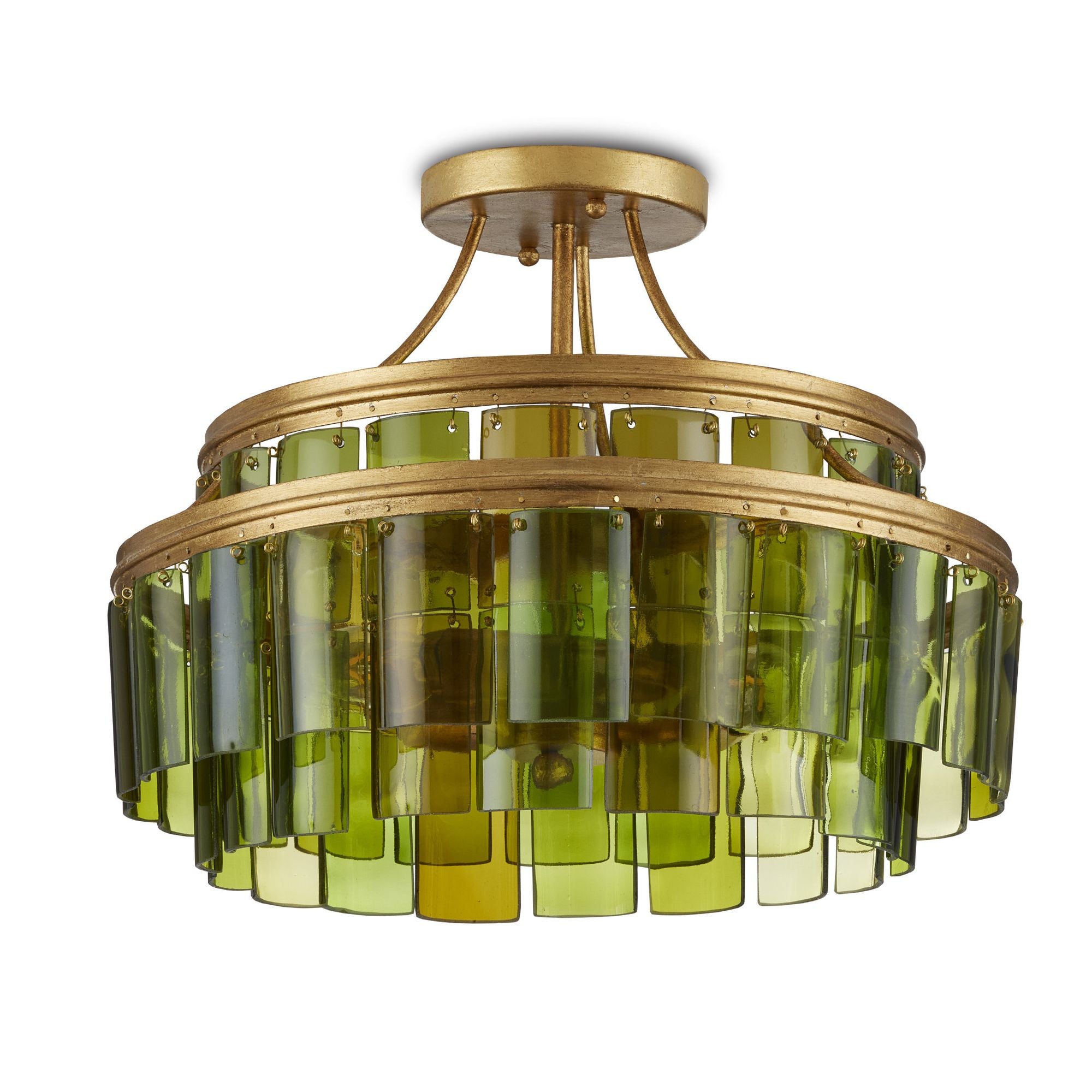 Vintner Green Semi-Flush Mount - Contemporary Gold Leaf/Green