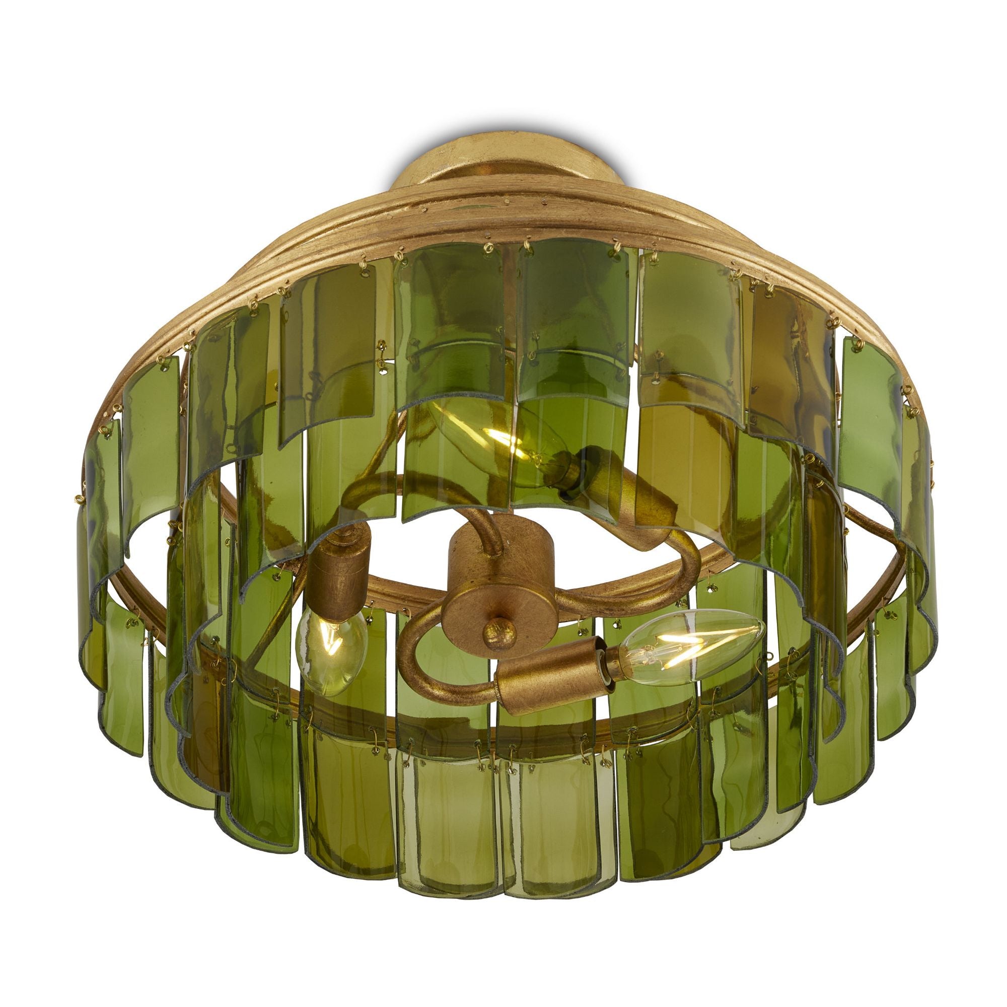 Vintner Green Semi-Flush Mount - Contemporary Gold Leaf/Green