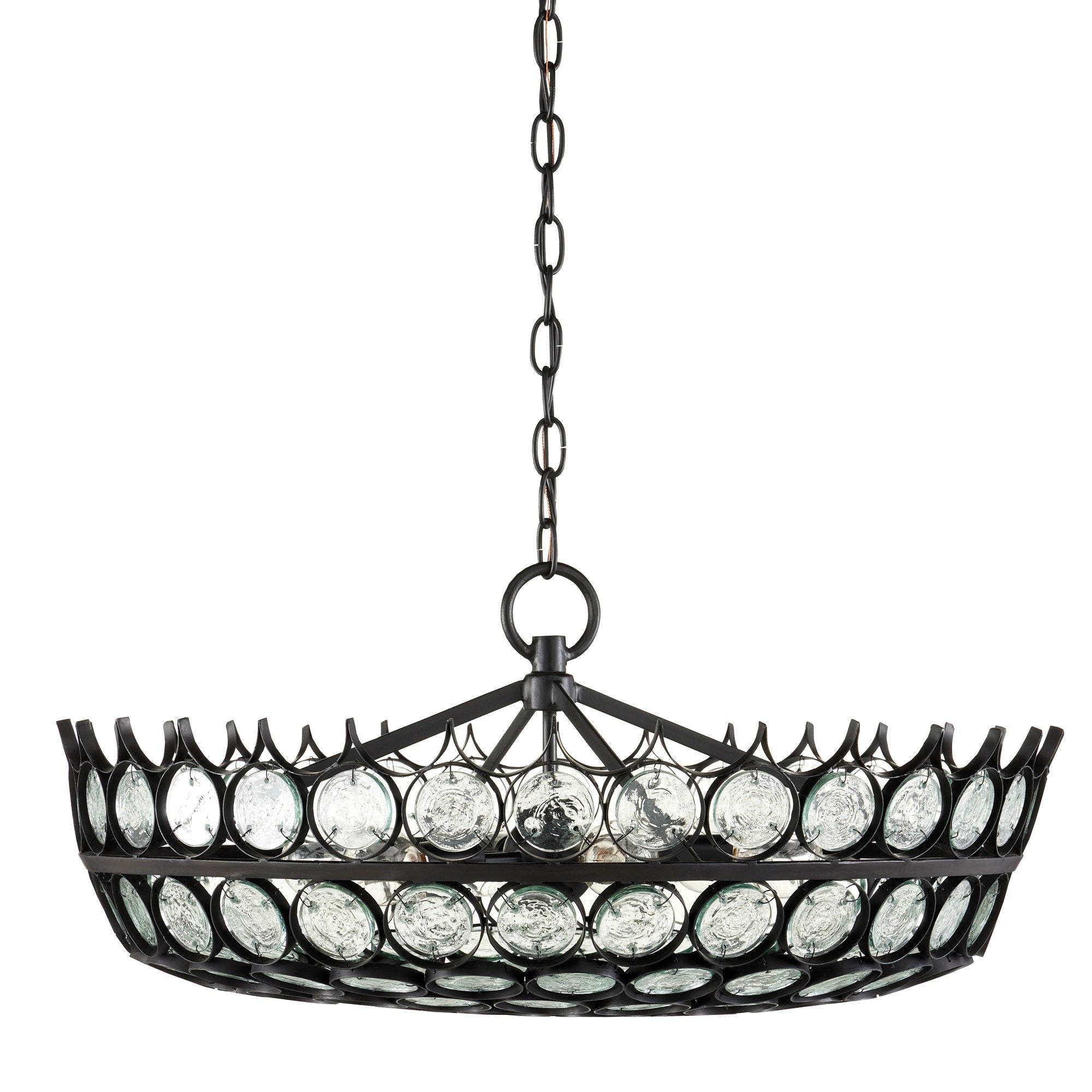 Augustus Small Recycled Glass Chandelier - Satin Black/Clear
