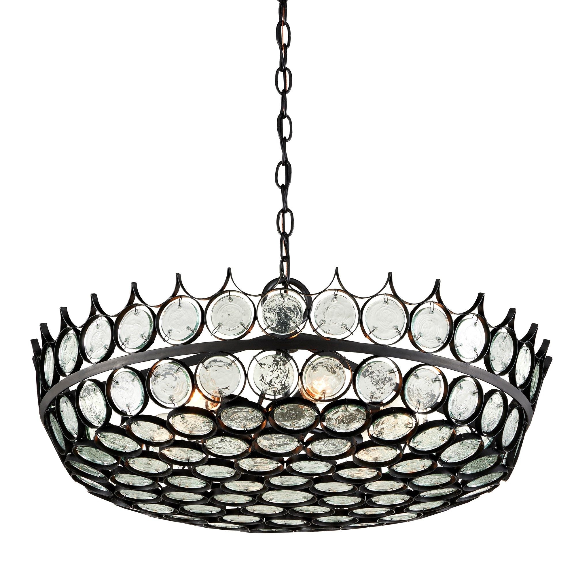 Augustus Small Recycled Glass Chandelier - Satin Black/Clear