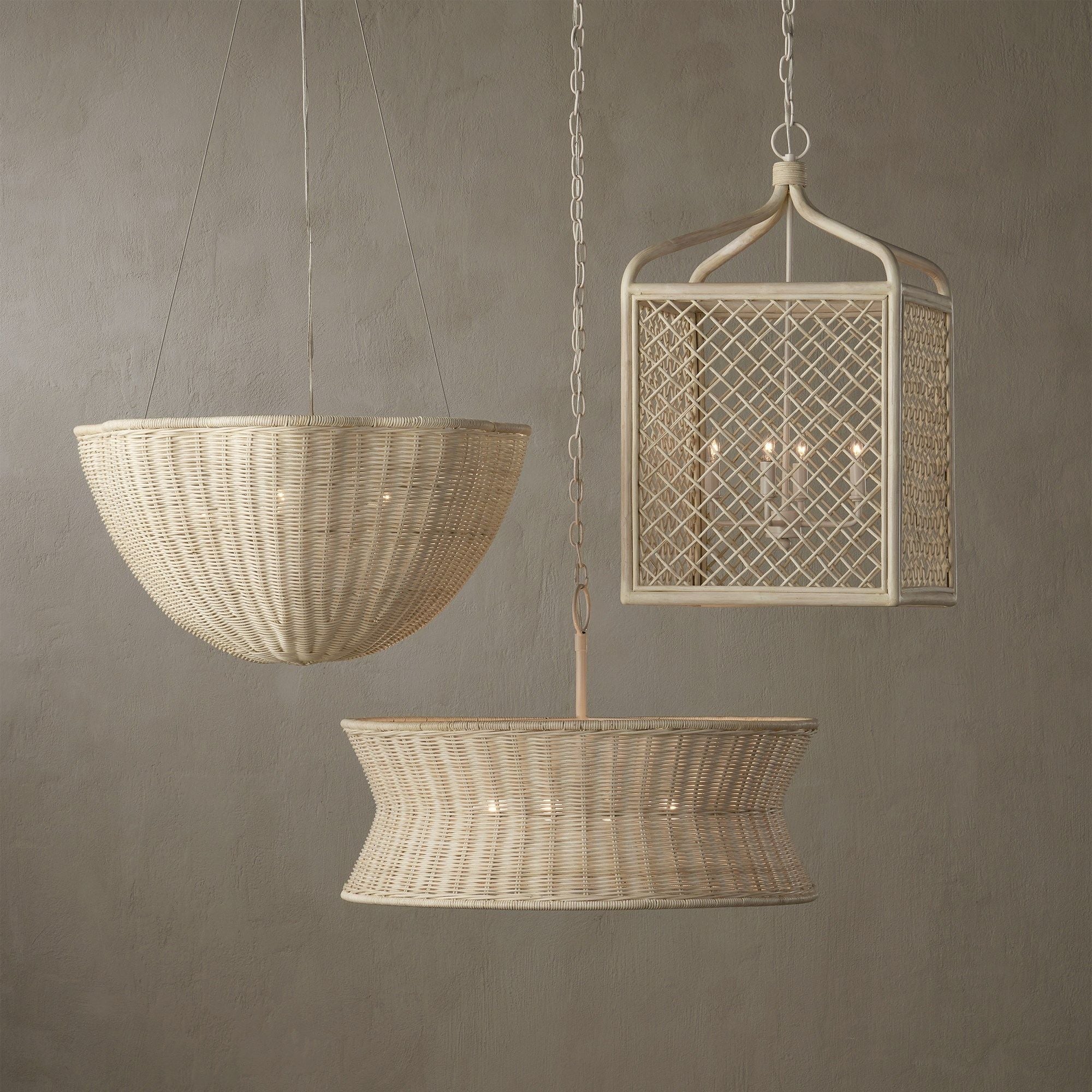 Phebe Small Rattan Chandelier - Bleached Natural/Vanilla
