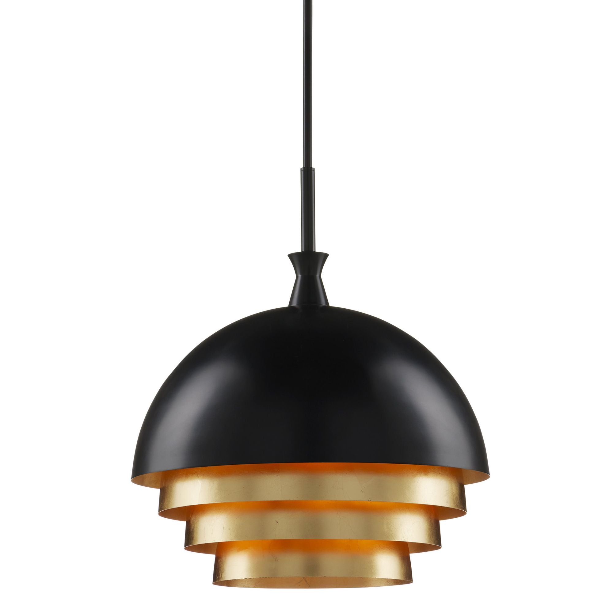 Salviati Large Black & Gold Pendant - Black/Gold Leaf