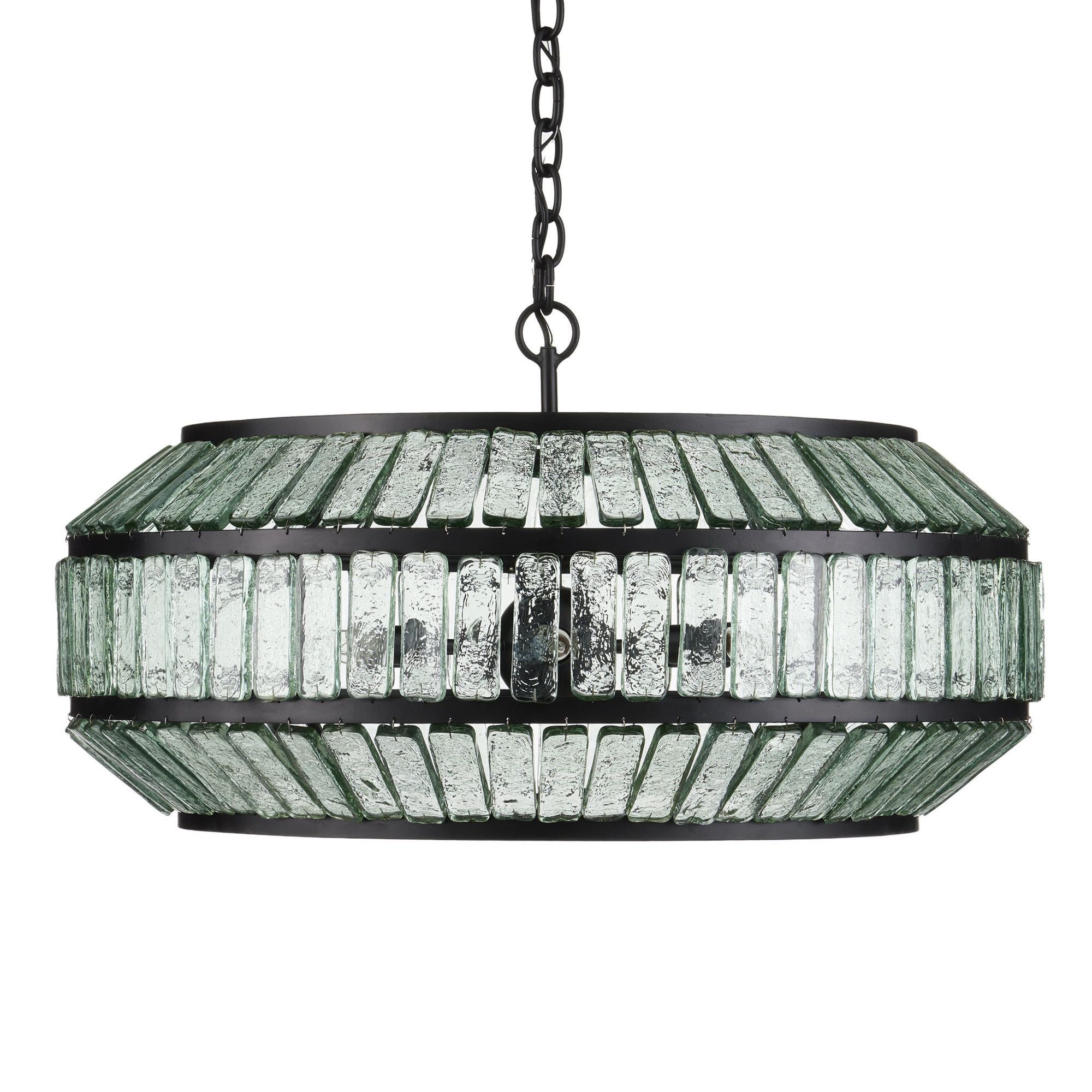 Centurion Recycled Glass Chandelier - Clear/Satin Black