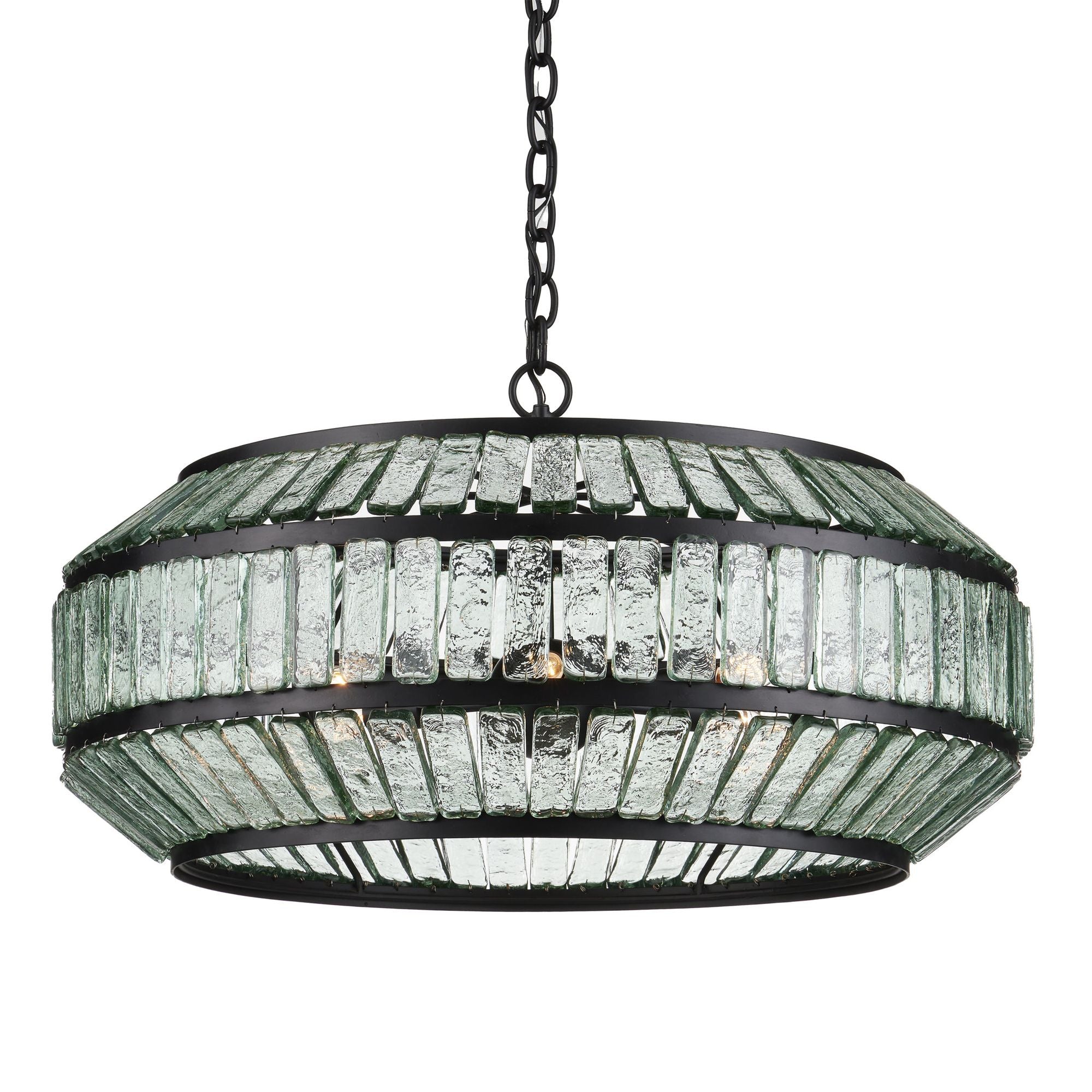 Centurion Recycled Glass Chandelier - Clear/Satin Black