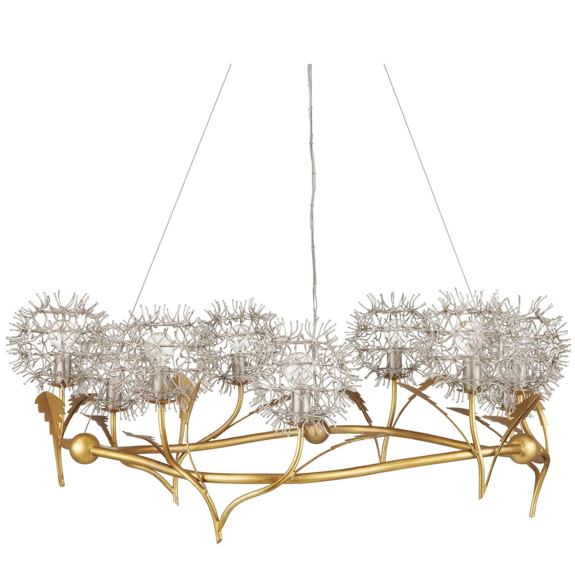 Dandelion Silver & Gold Chandelier - Contemporary Silver Leaf/Silver/Contemporary Gold Leaf