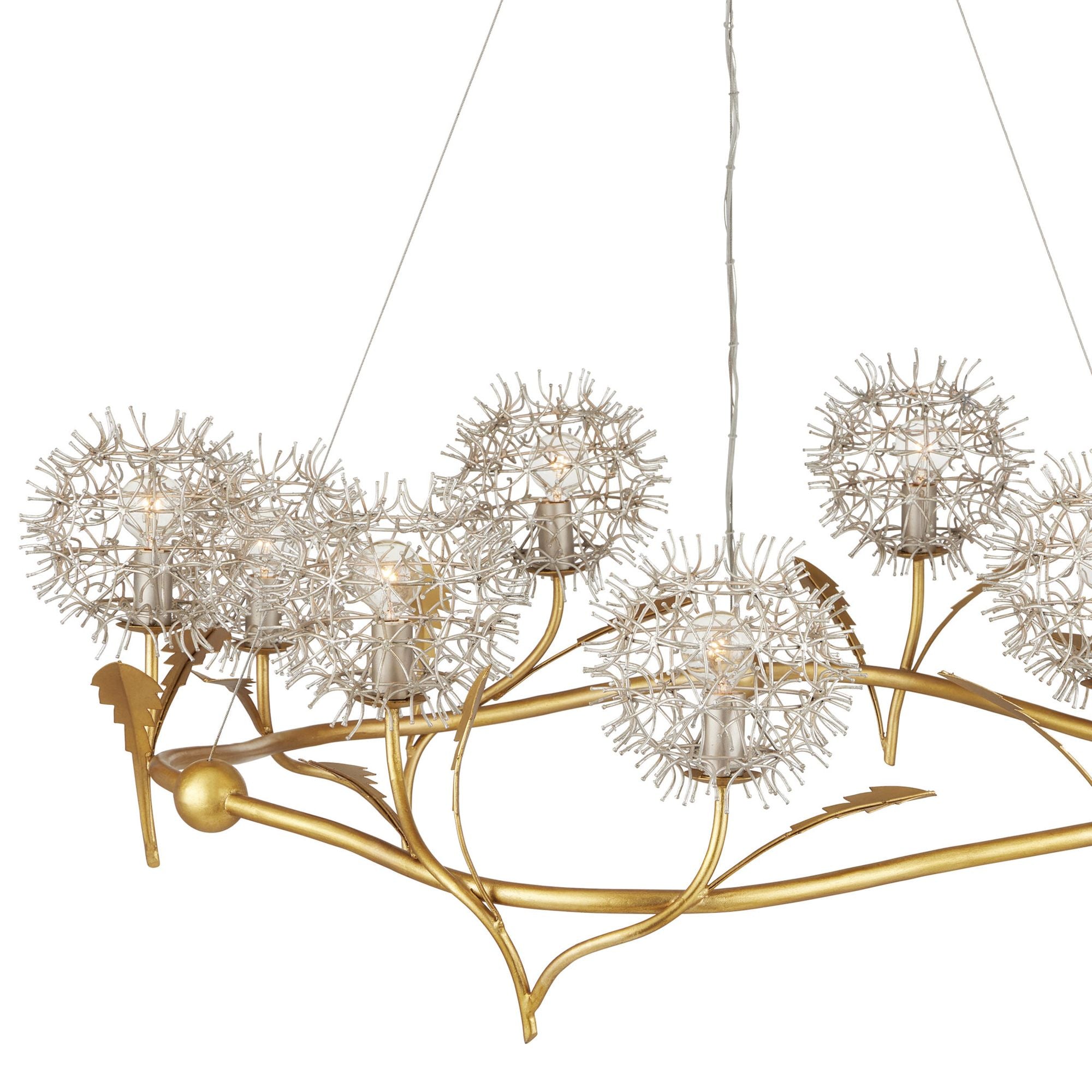 Dandelion Silver & Gold Chandelier - Contemporary Silver Leaf/Silver/Contemporary Gold Leaf