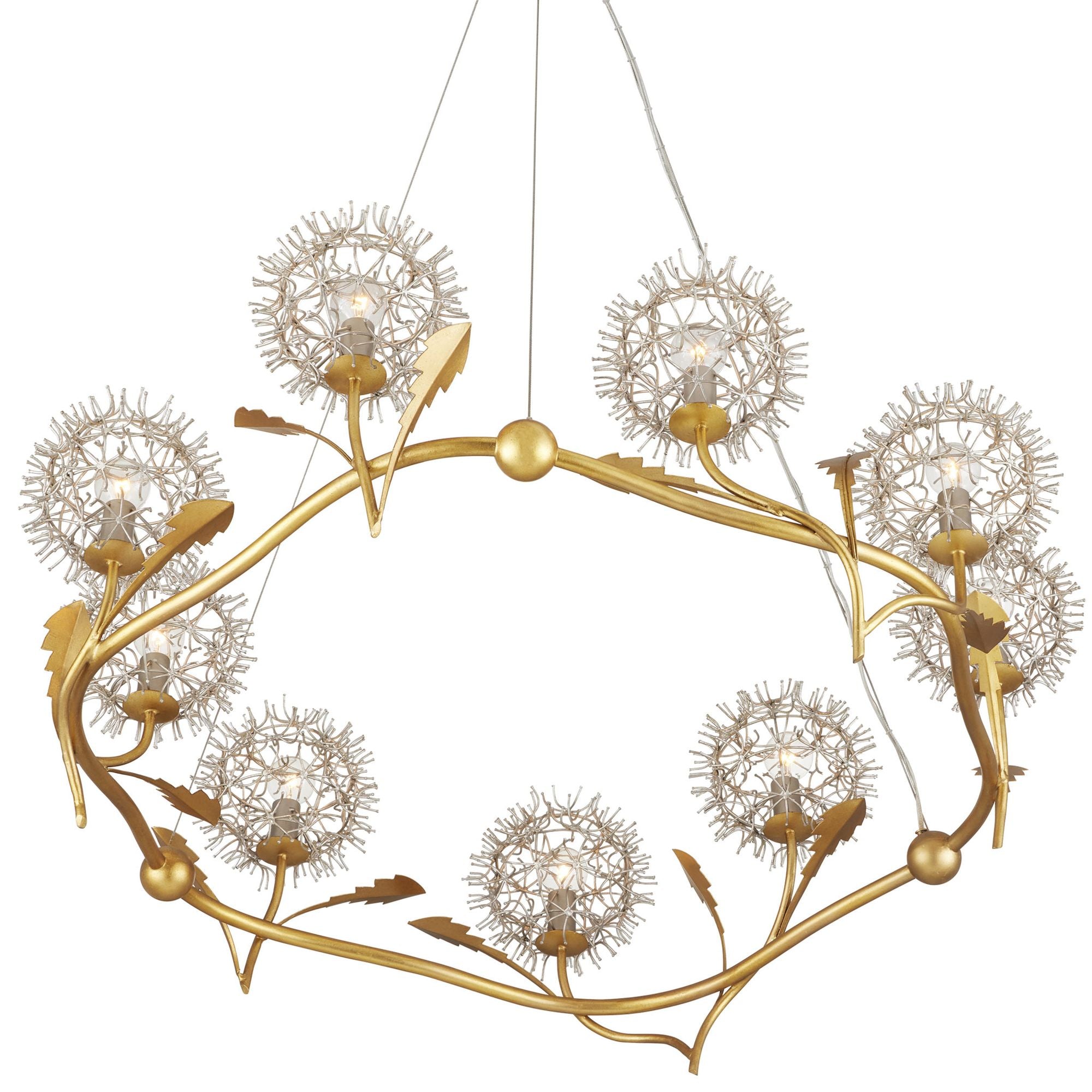 Dandelion Silver & Gold Chandelier - Contemporary Silver Leaf/Silver/Contemporary Gold Leaf