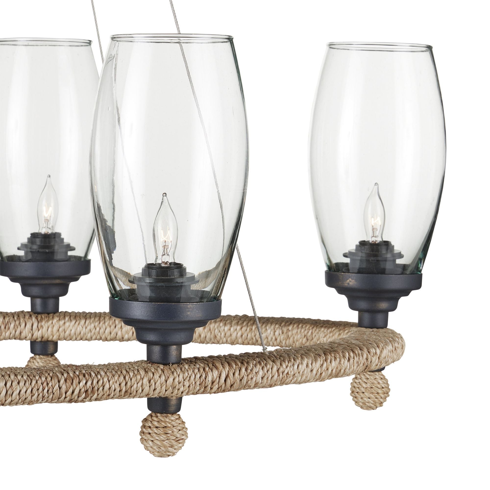 Hightider Glass Oval Chandelier - Natural/Clear/French Black