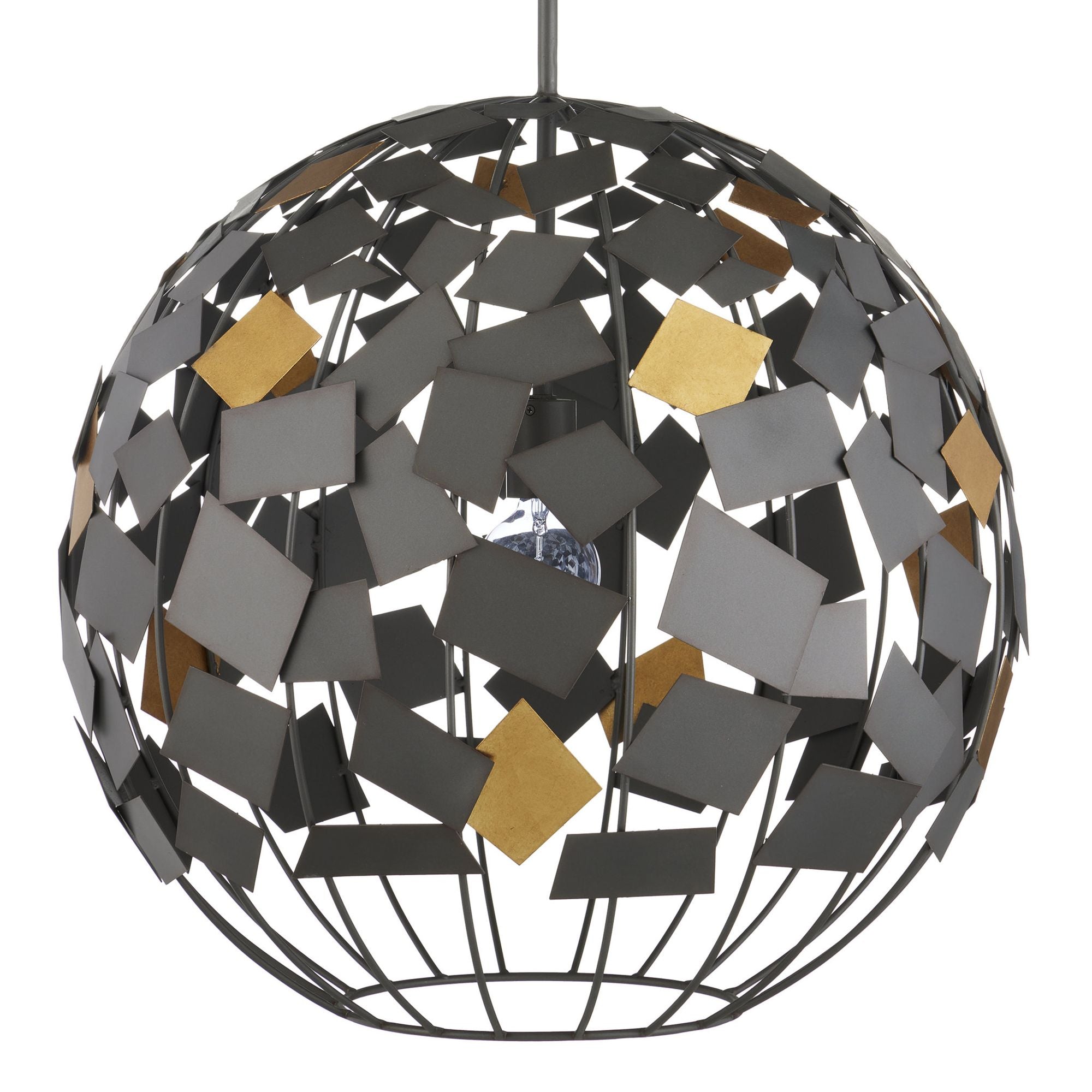 Moon Night Gray & Gold Orb Chandelier - Hiroshi Gray/Contemporary Gold Leaf
