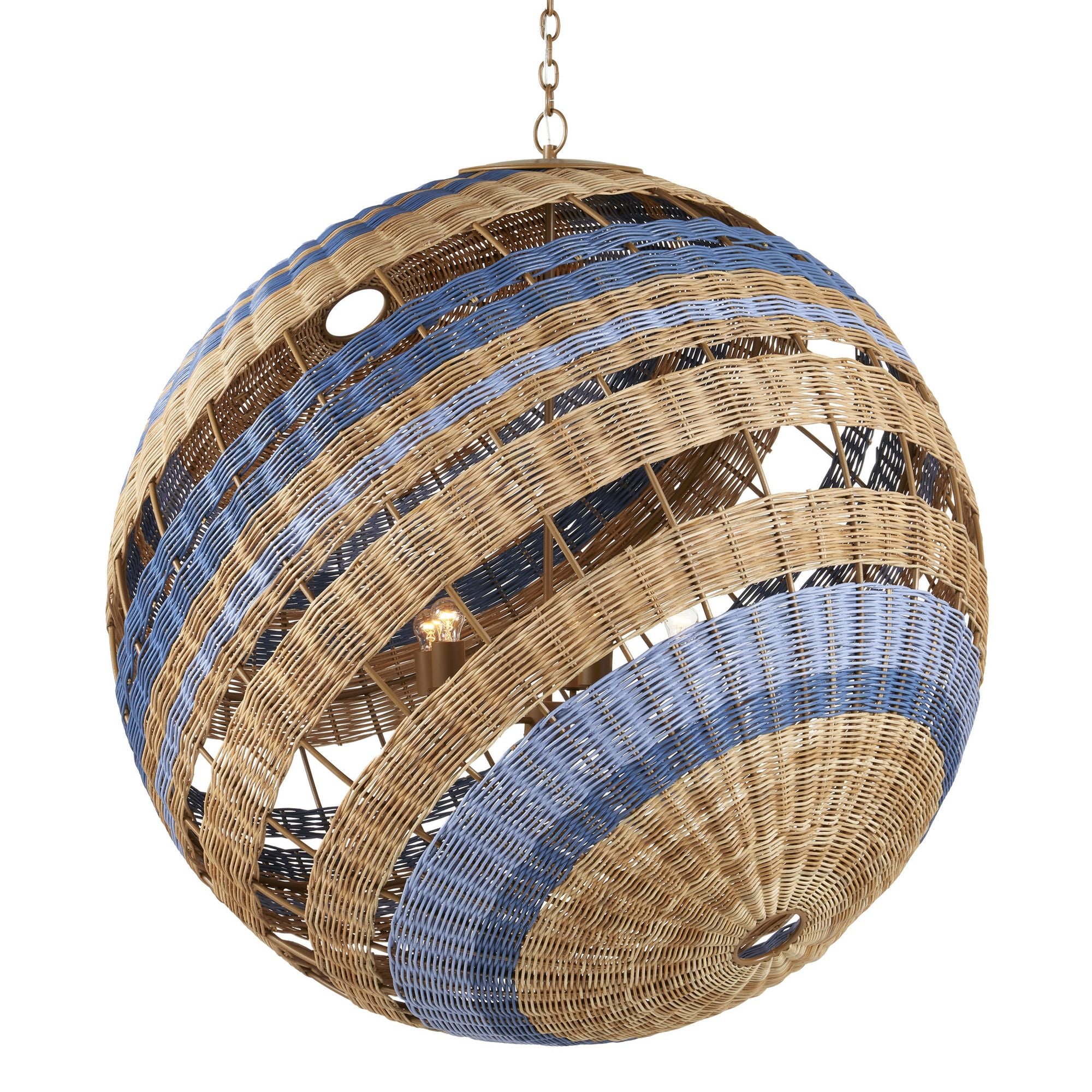 Senjyo Tilted Orb Chandelier - Khaki/Natural/Cornflower/Blue Bonnet