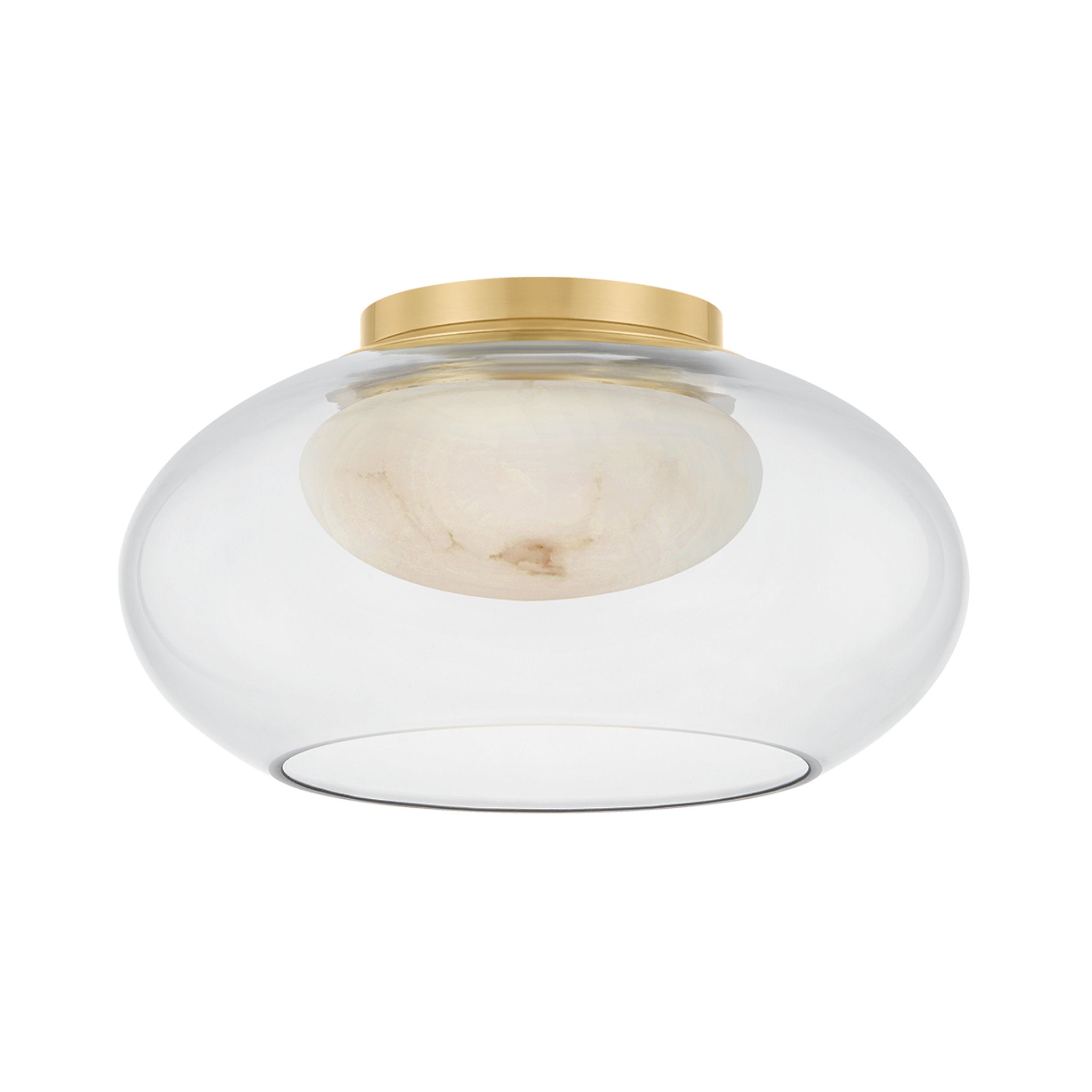 Moore 1-Light Flush Mount in Aged Brass 12W x 6.5H