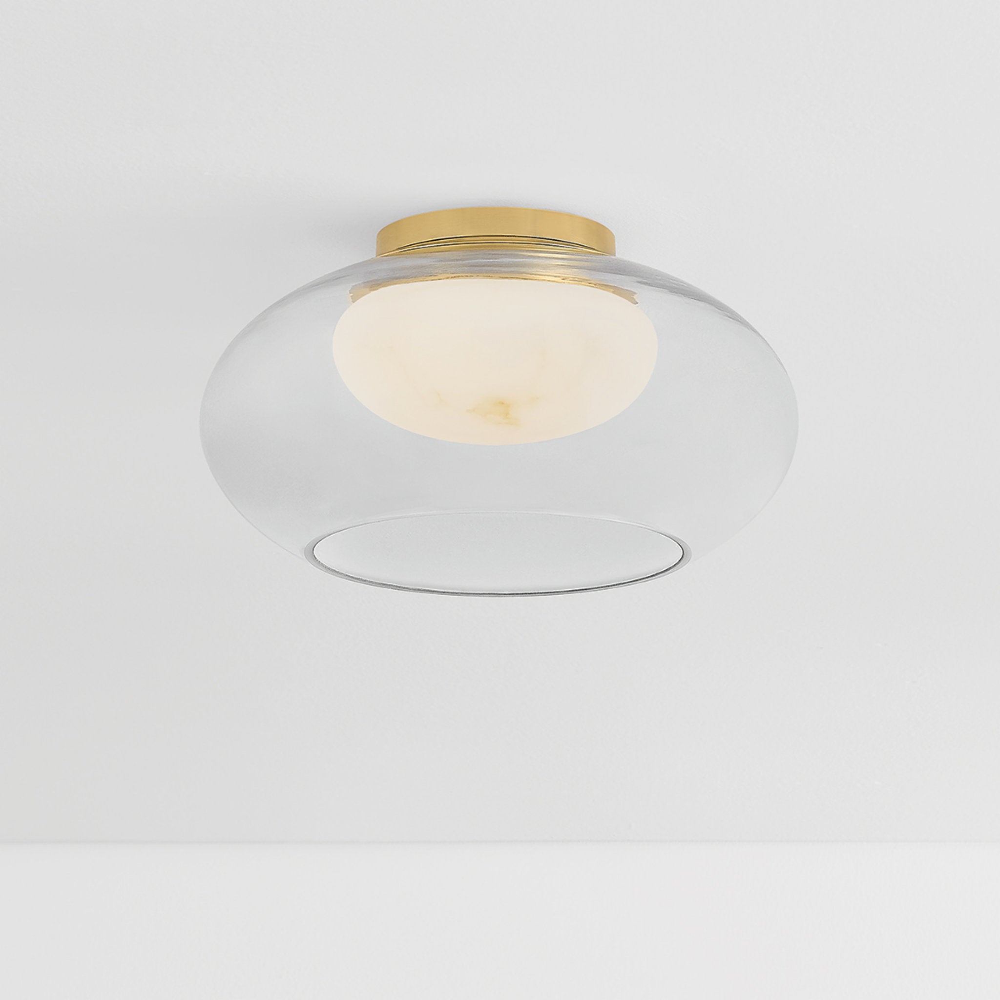 Moore 1-Light Flush Mount in Aged Brass 12W x 6.5H