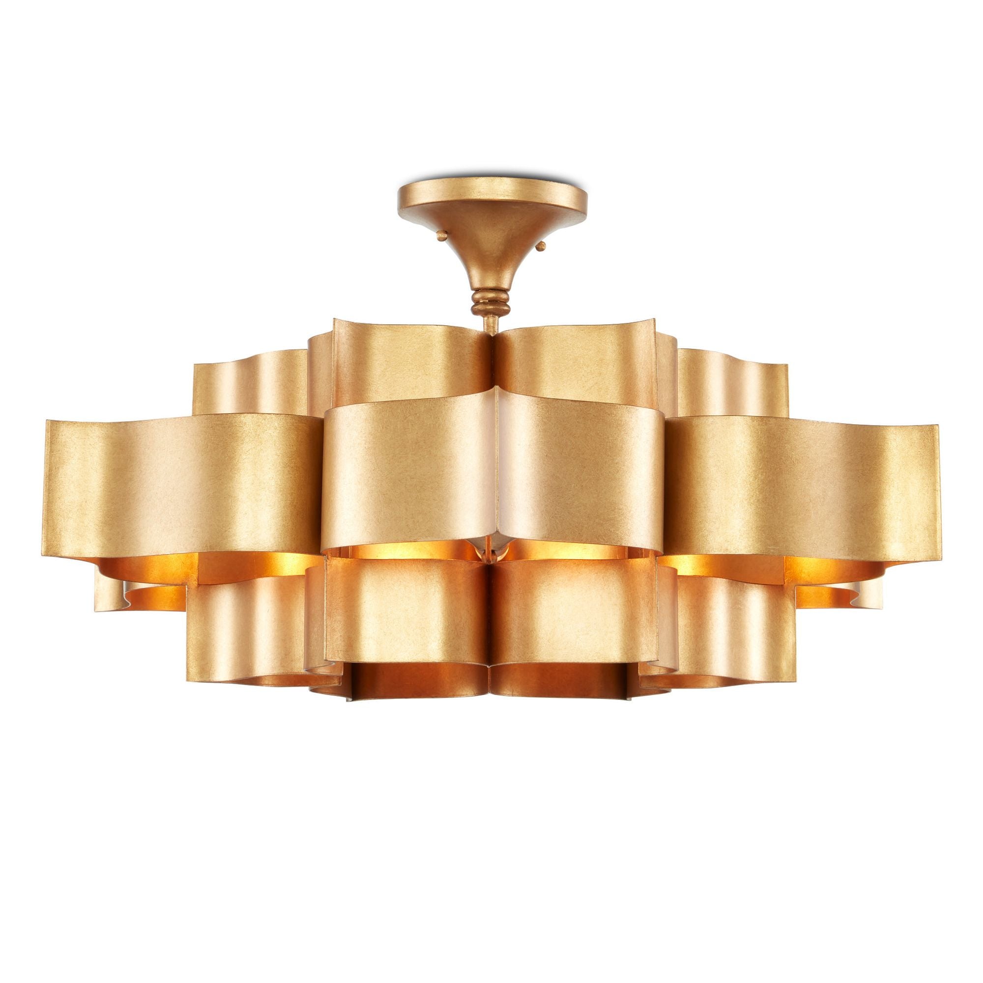 Grand Lotus Large Gold Chandelier - Antique Gold Leaf