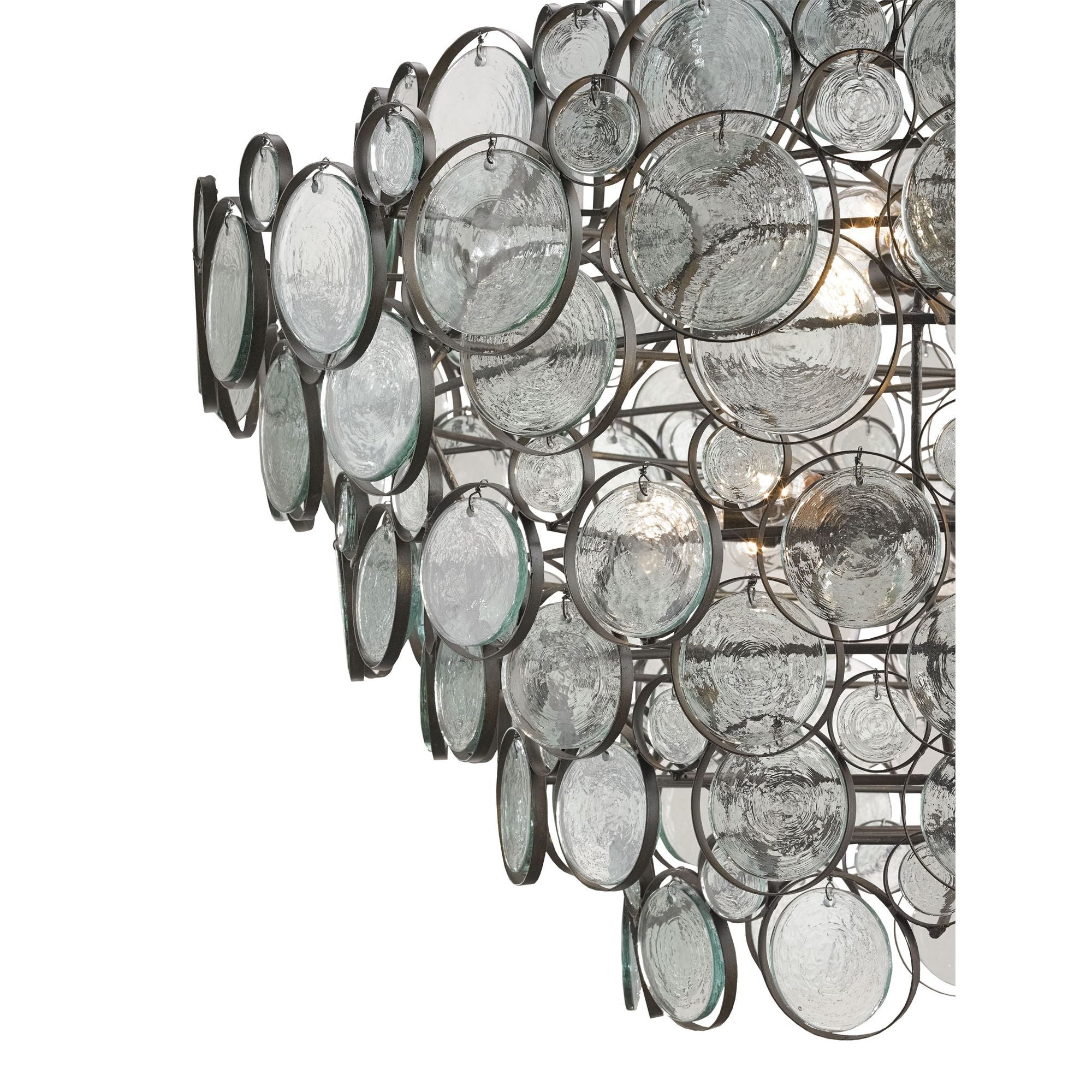 Galahad Large Recycled Glass Chandelier - Bronze