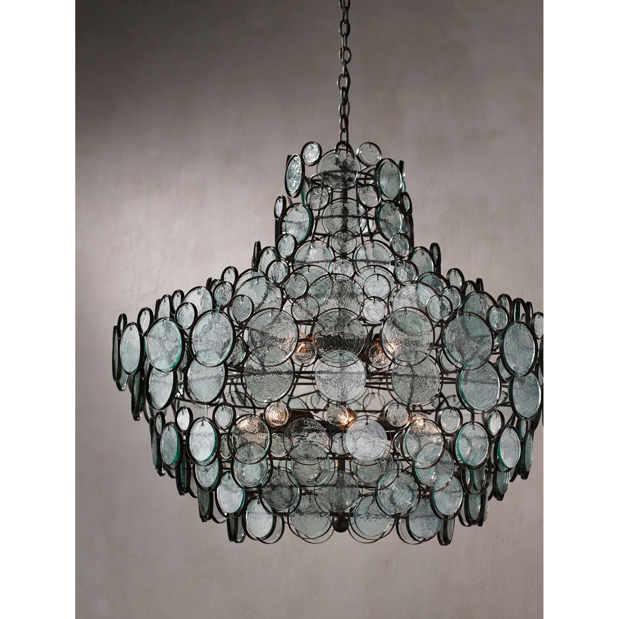 Galahad Large Recycled Glass Chandelier - Bronze