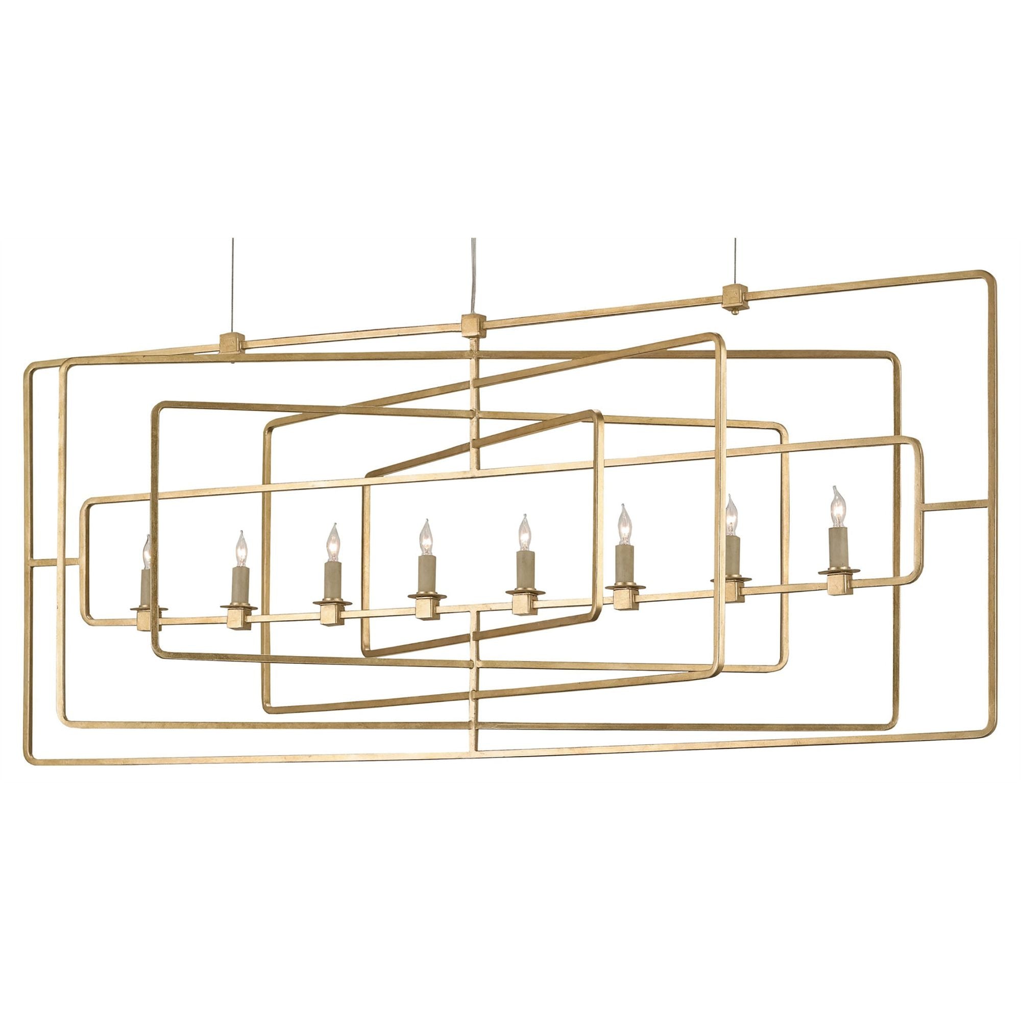 Metro Gold Rectangular Chandelier - Contemporary Gold Leaf