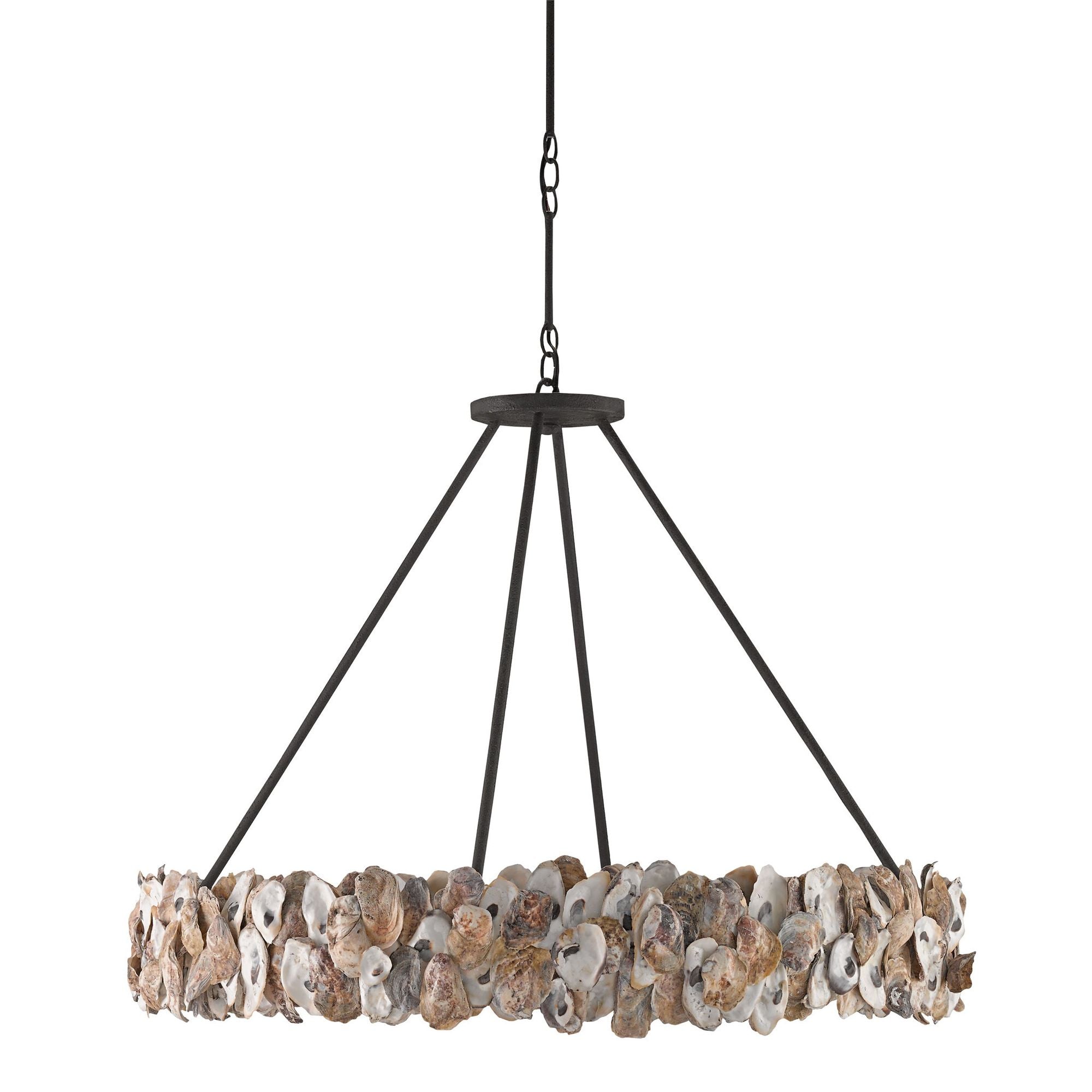 Oyster Shell Chandelier - Textured Bronze/Natural