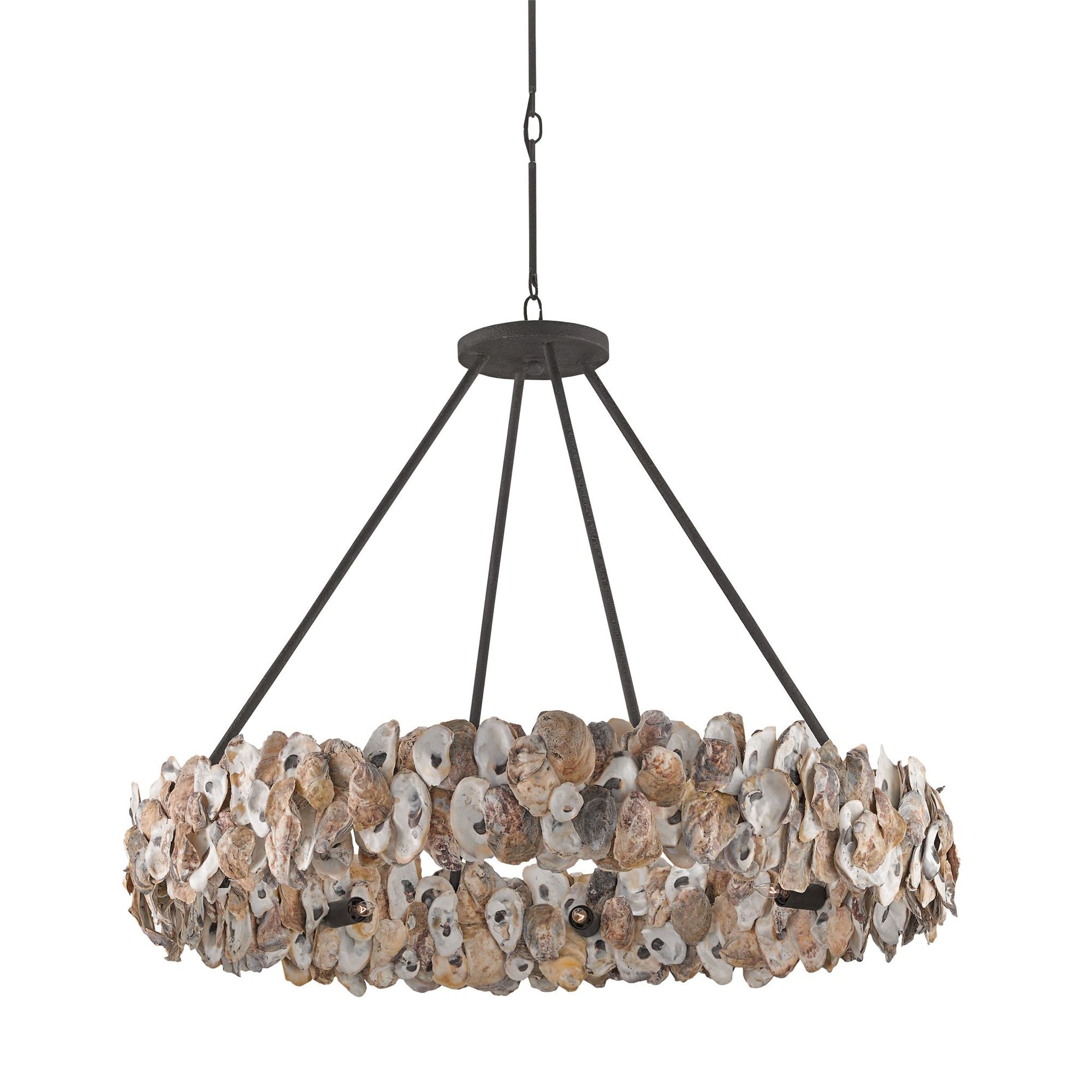 Oyster Shell Chandelier - Textured Bronze/Natural