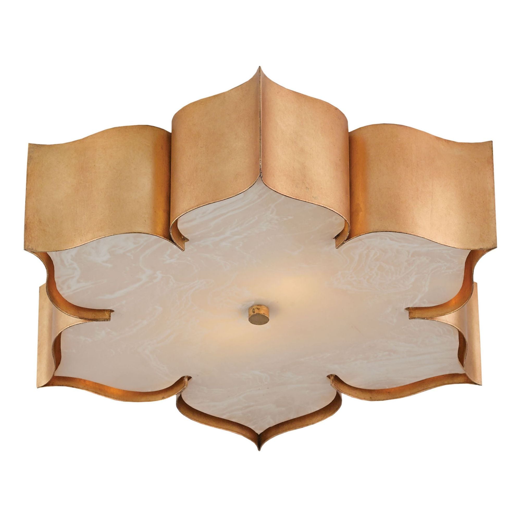 Grand Lotus Gold Flush Mount - Antique Gold Leaf